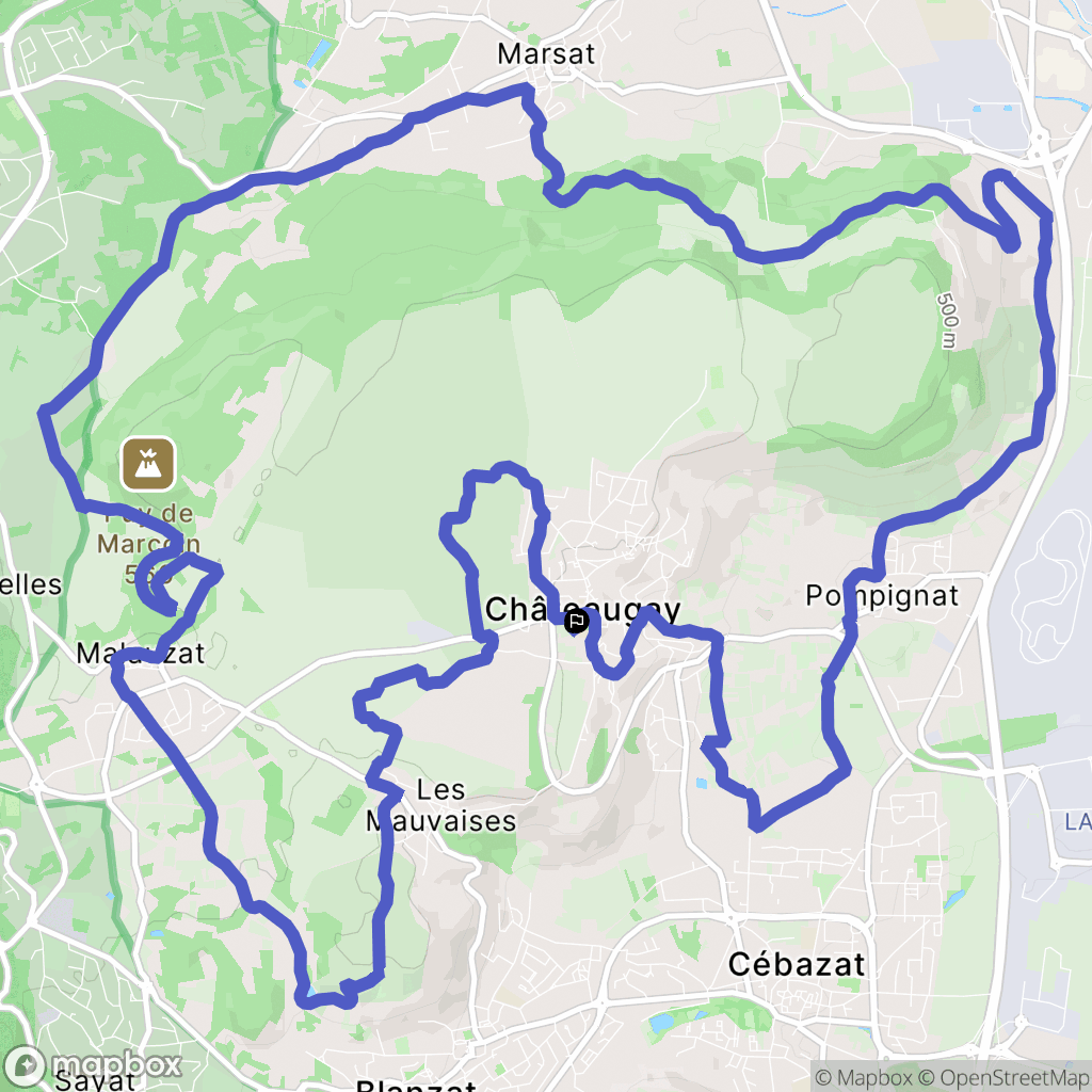 Châteaugay : carte du parcours de randonnée - France