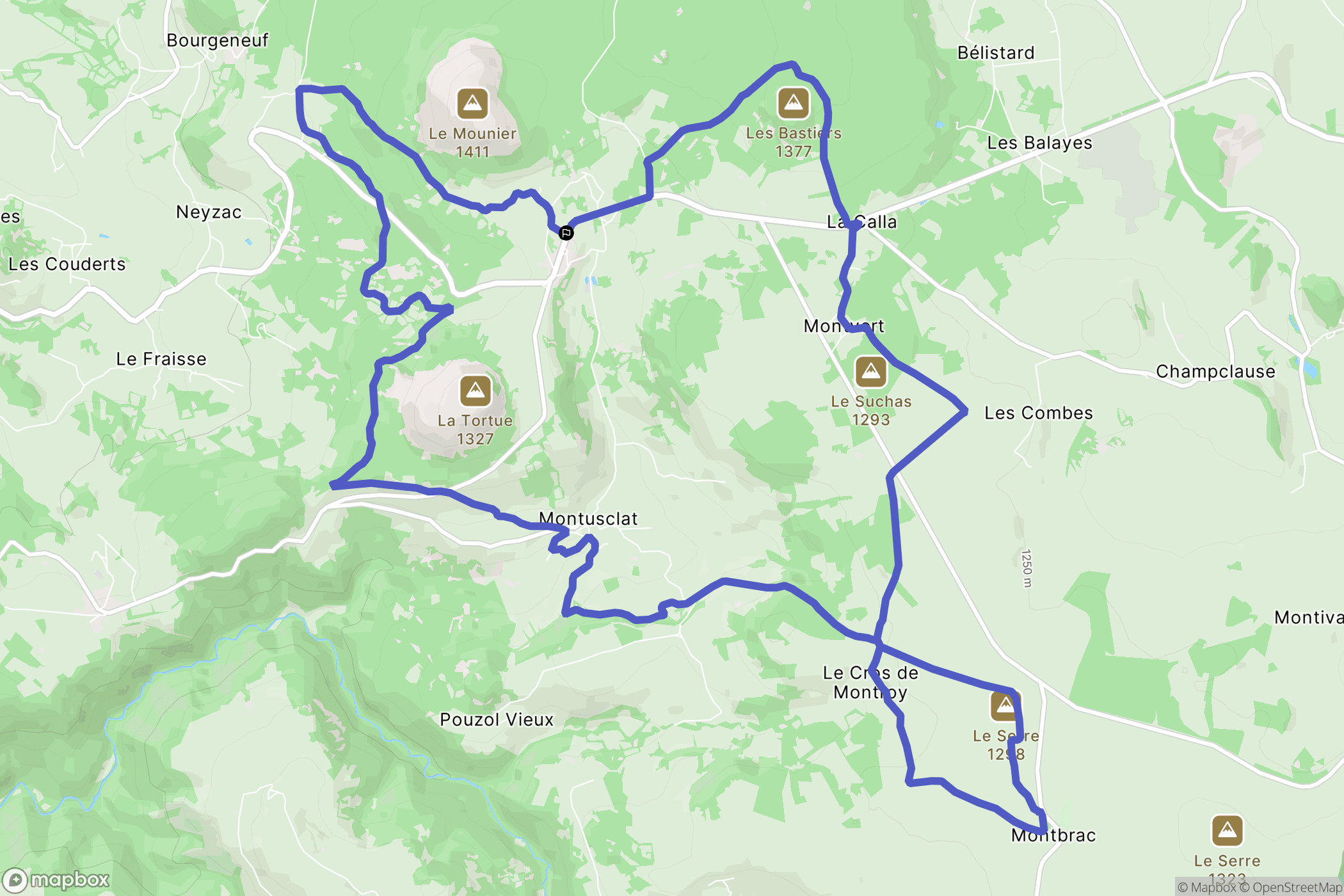 Champclause : carte du parcours de randonnée - France