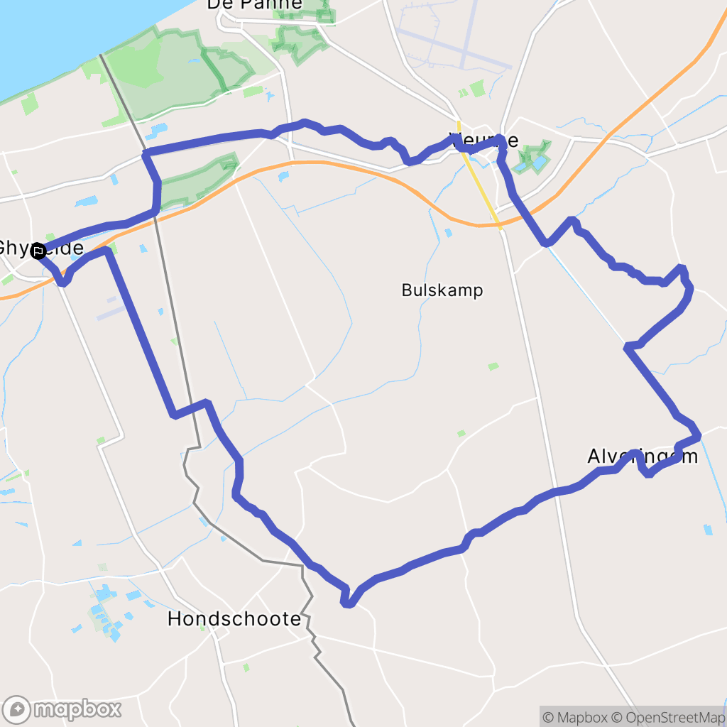 Ghyvelde : carte du parcours de randonnée - France