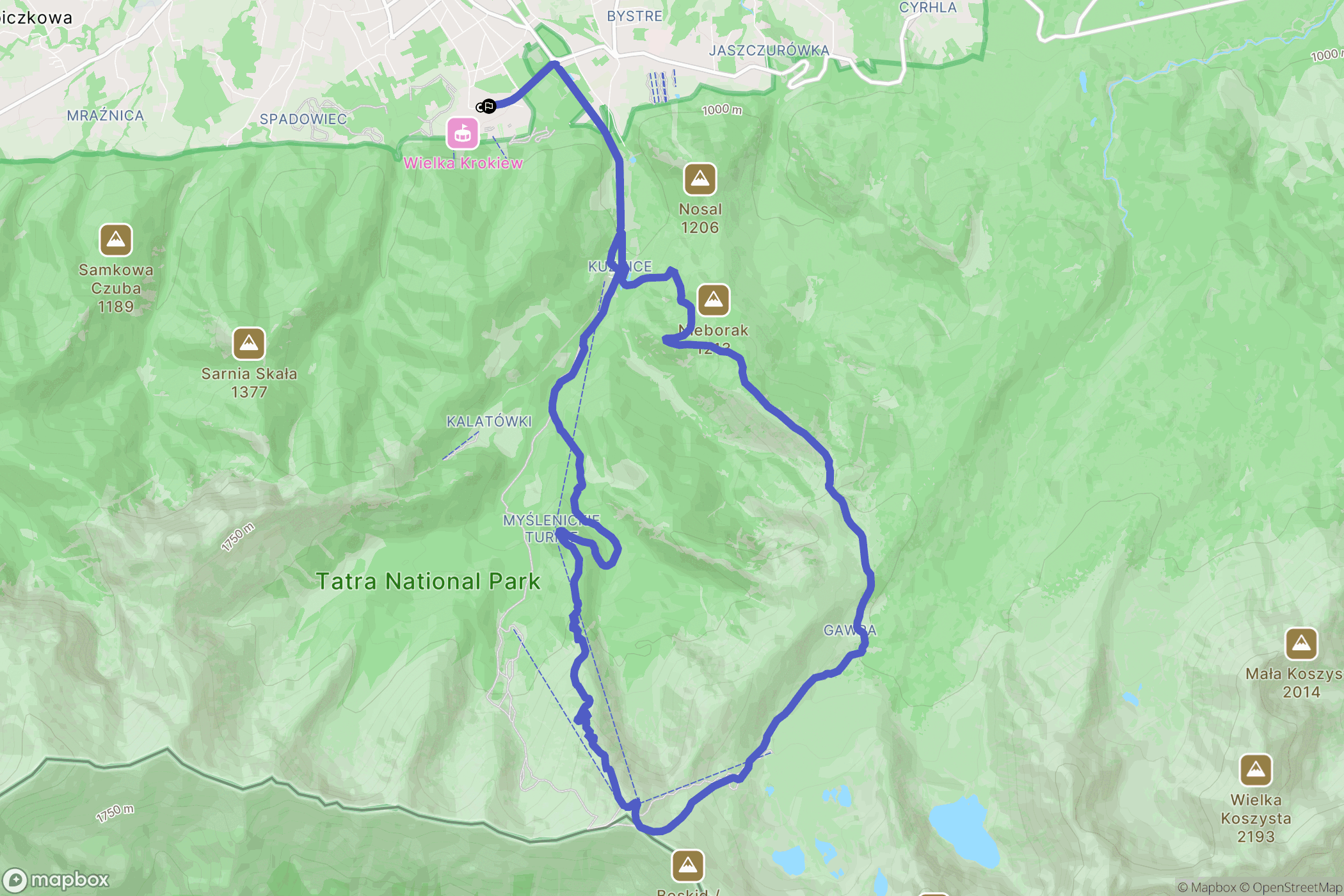 Zakopane: mapa trasy - Poland