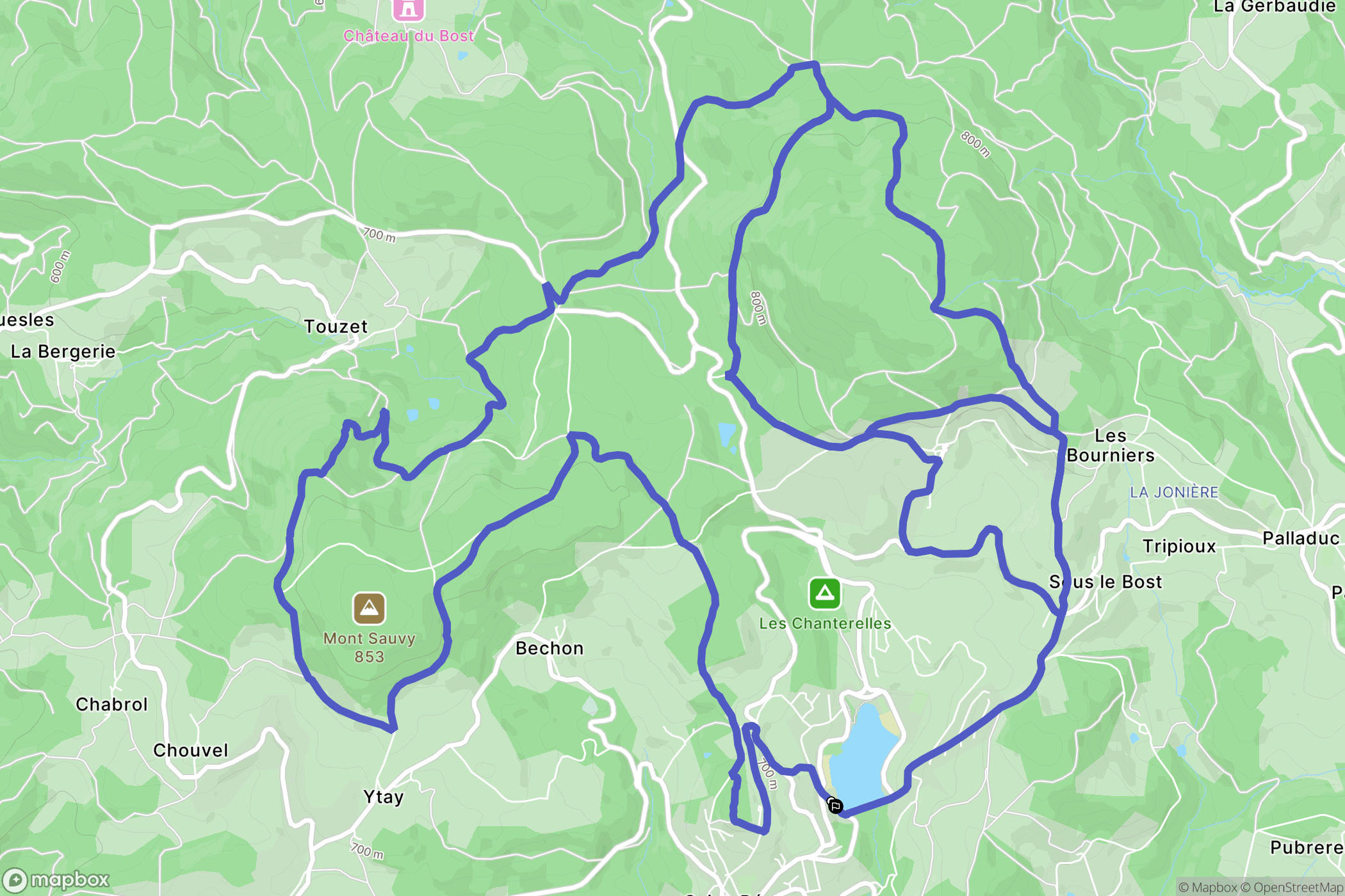 Saint-Rémy-sur-Durolle : carte du parcours de randonnée - France