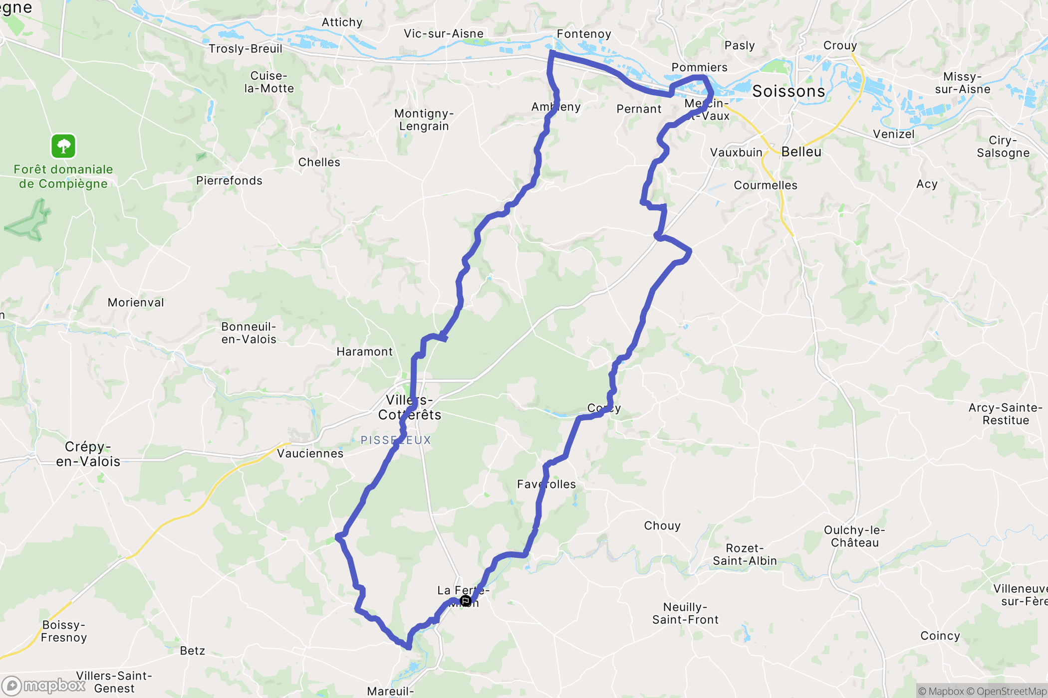 La Ferté-Milon : carte du parcours de randonnée - France