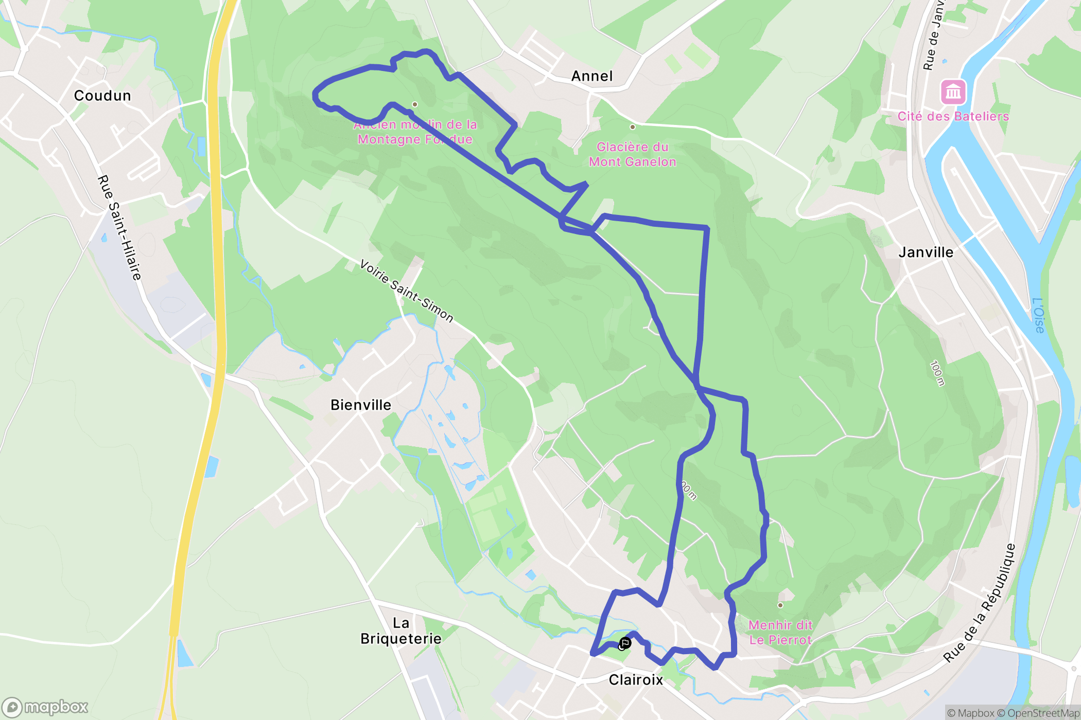Clairoix : carte du parcours de randonnée - France