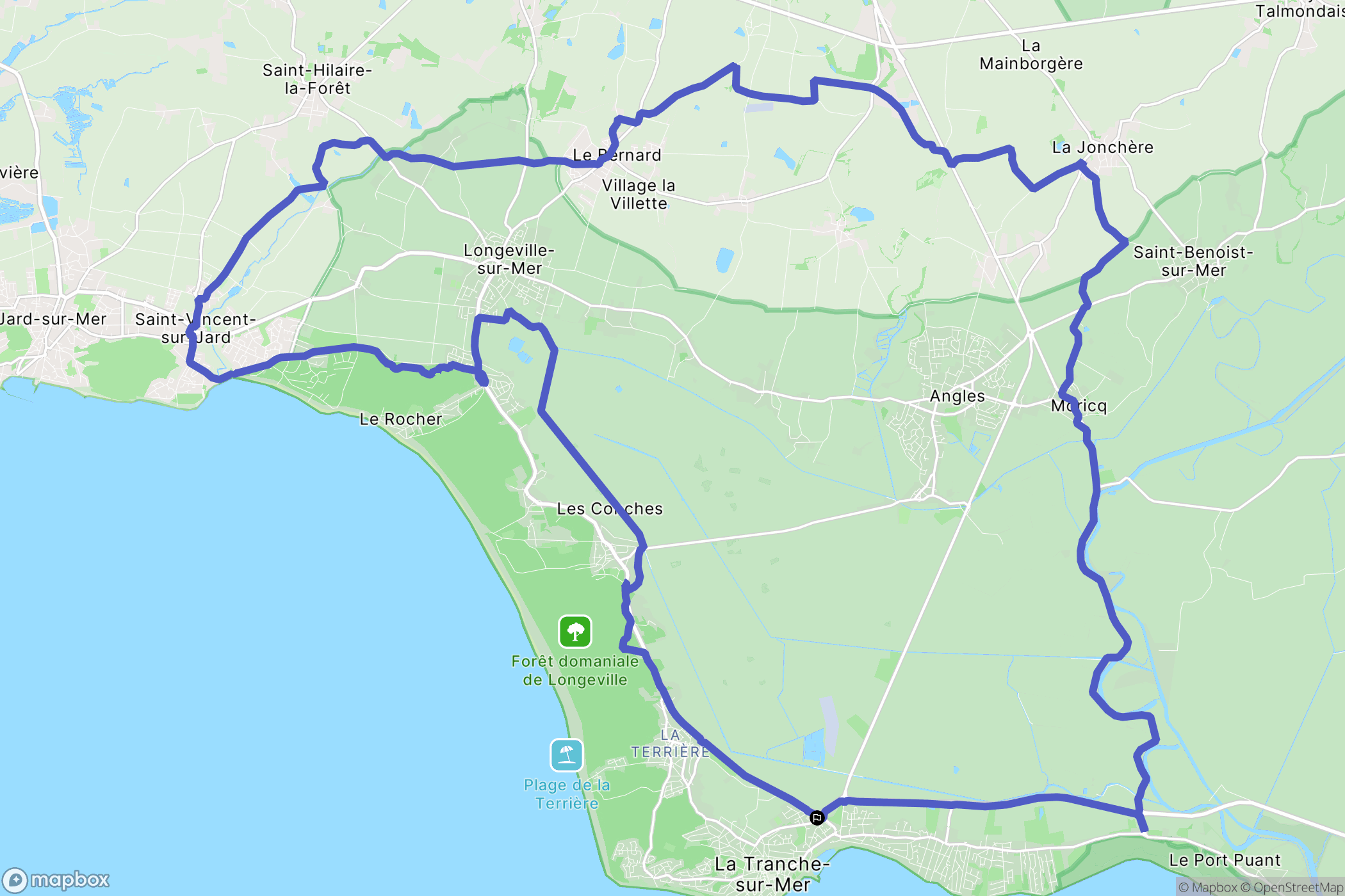 La Tranche-sur-Mer : carte du parcours de randonnée - France