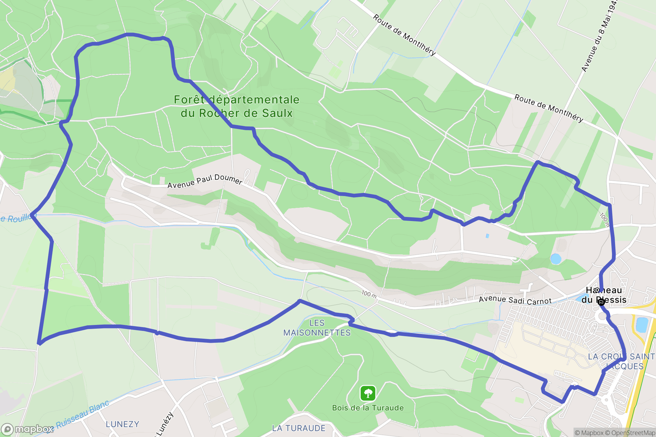 Saulx-les-Chartreux : carte du parcours de randonnée - France