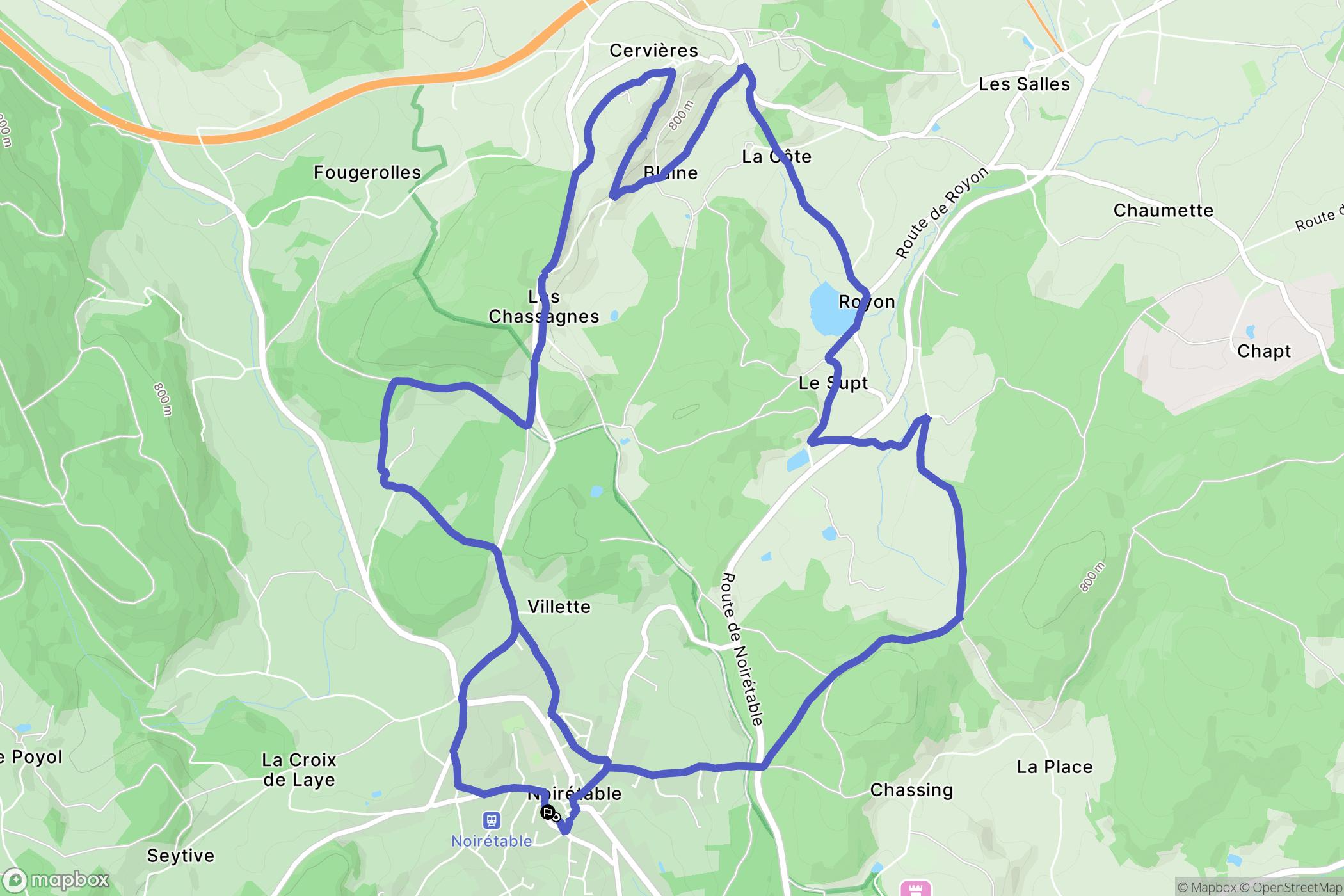Noirétable : carte du parcours de randonnée - France
