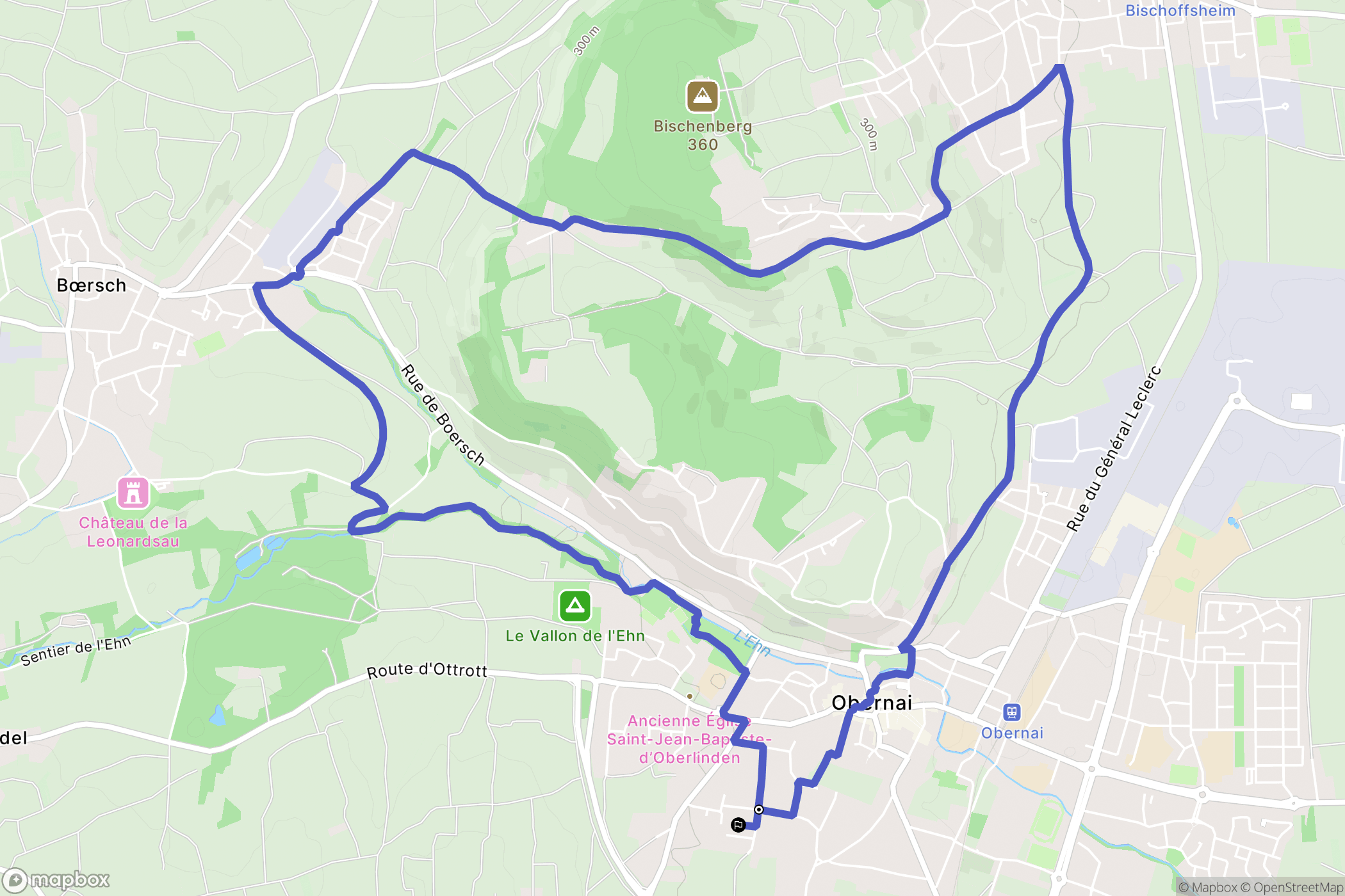 Obernai : carte du parcours de randonnée - France