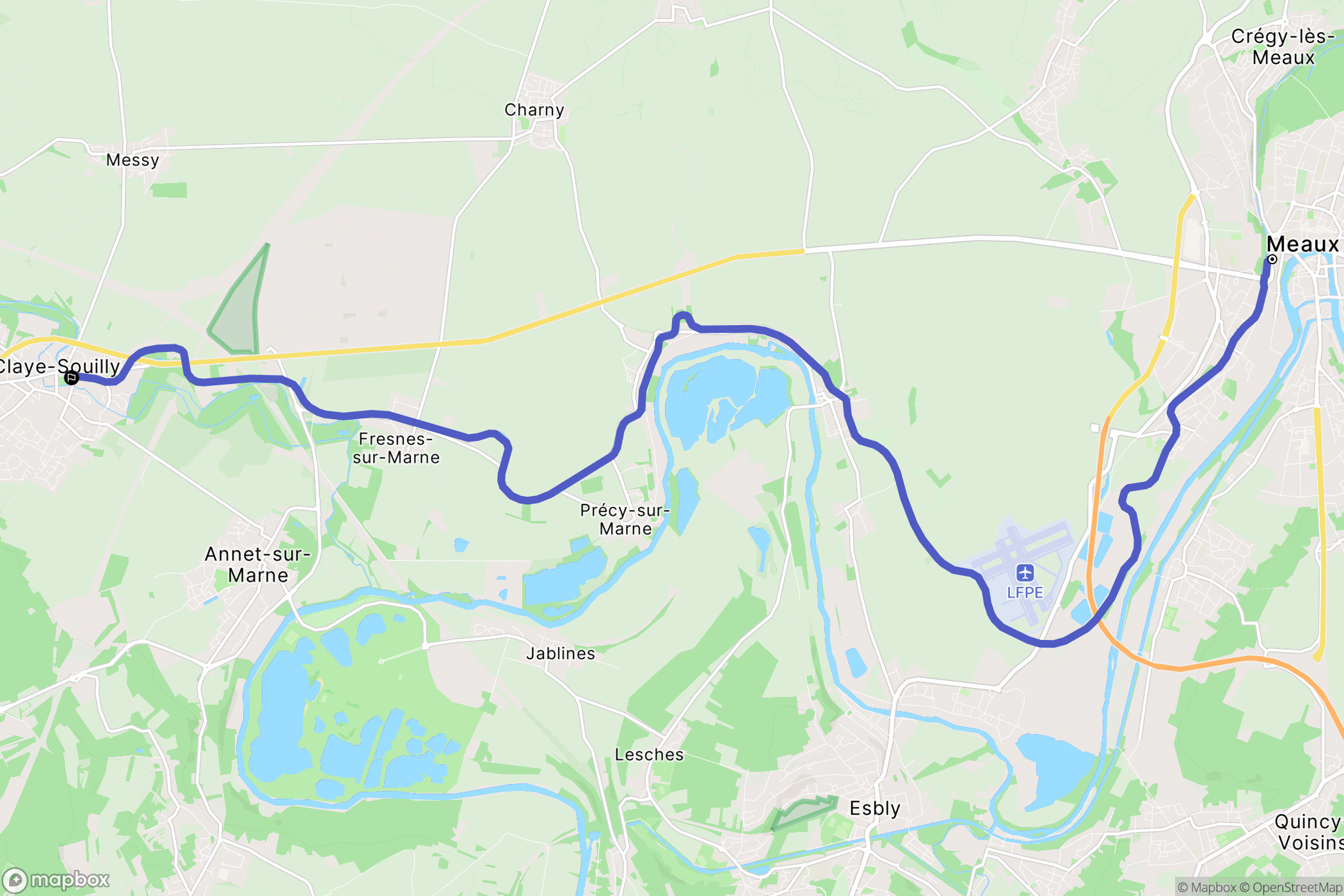 Meaux : carte du parcours de randonnée - France
