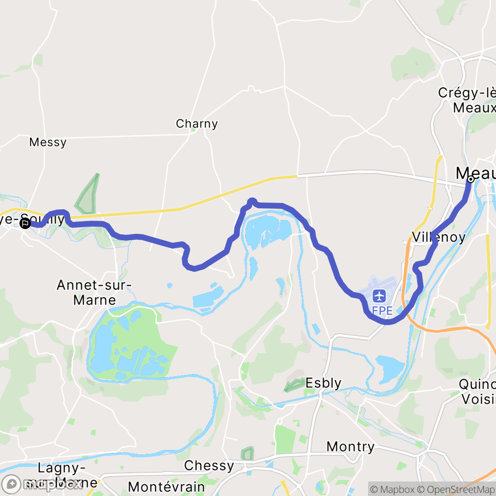 Meaux : carte du parcours de randonnée - France