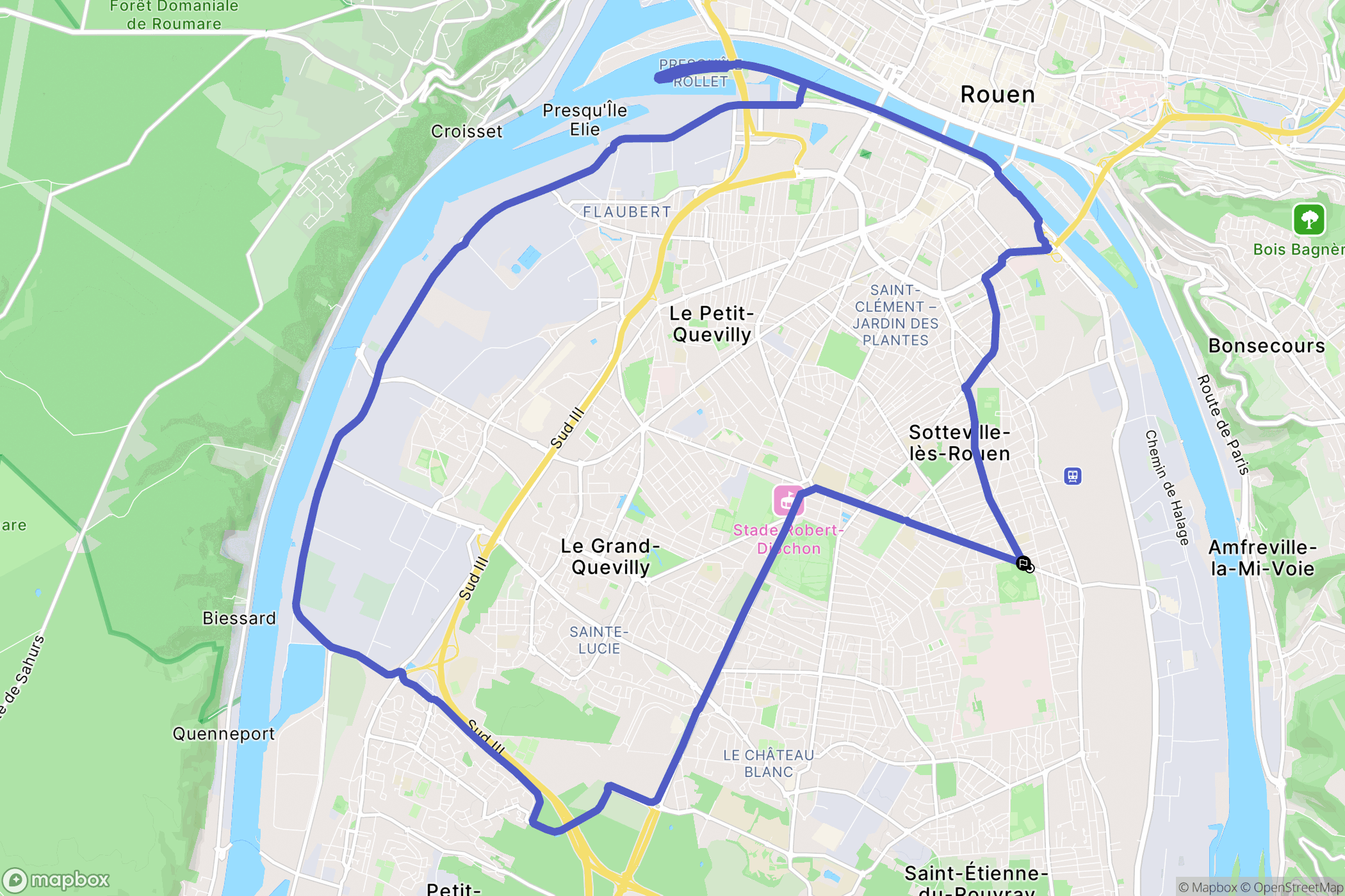 Sotteville-lès-Rouen : carte du parcours de randonnée - France
