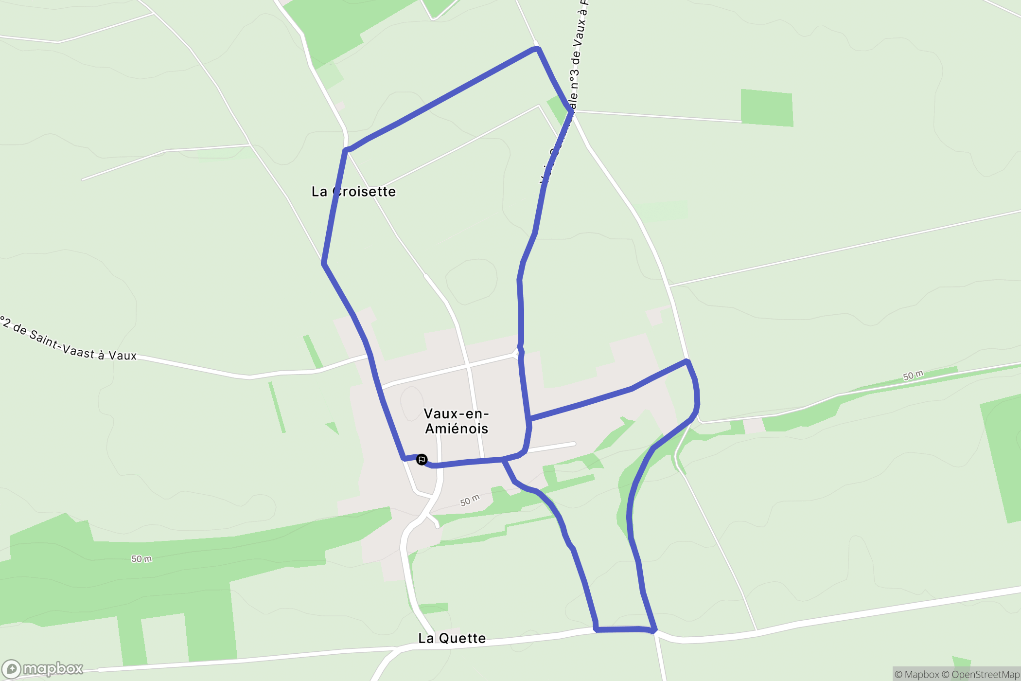 Vaux-en-Amiénois : carte du parcours de randonnée - France