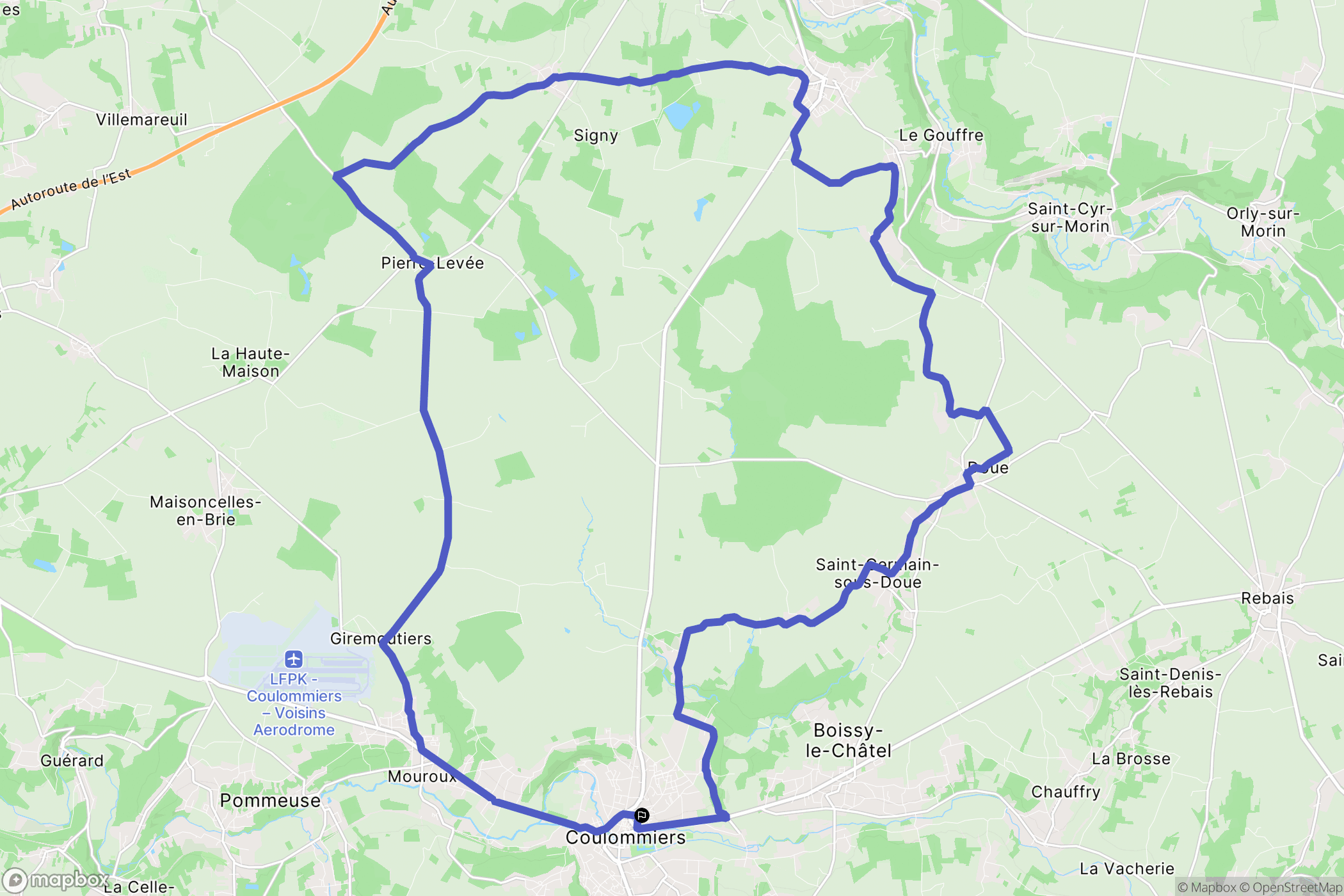 Coulommiers : carte du parcours de randonnée - France