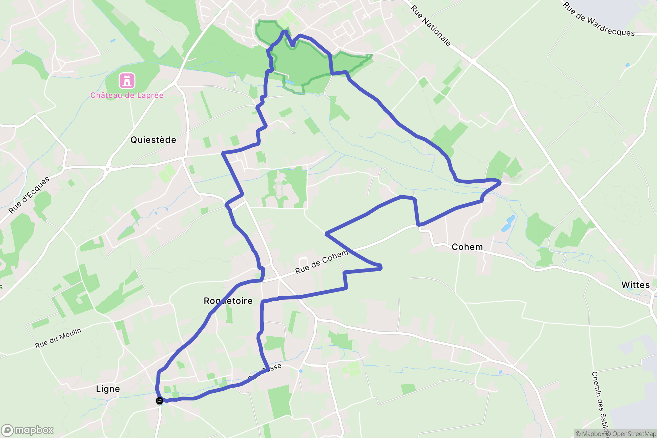 Roquetoire : carte du parcours de randonnée - France