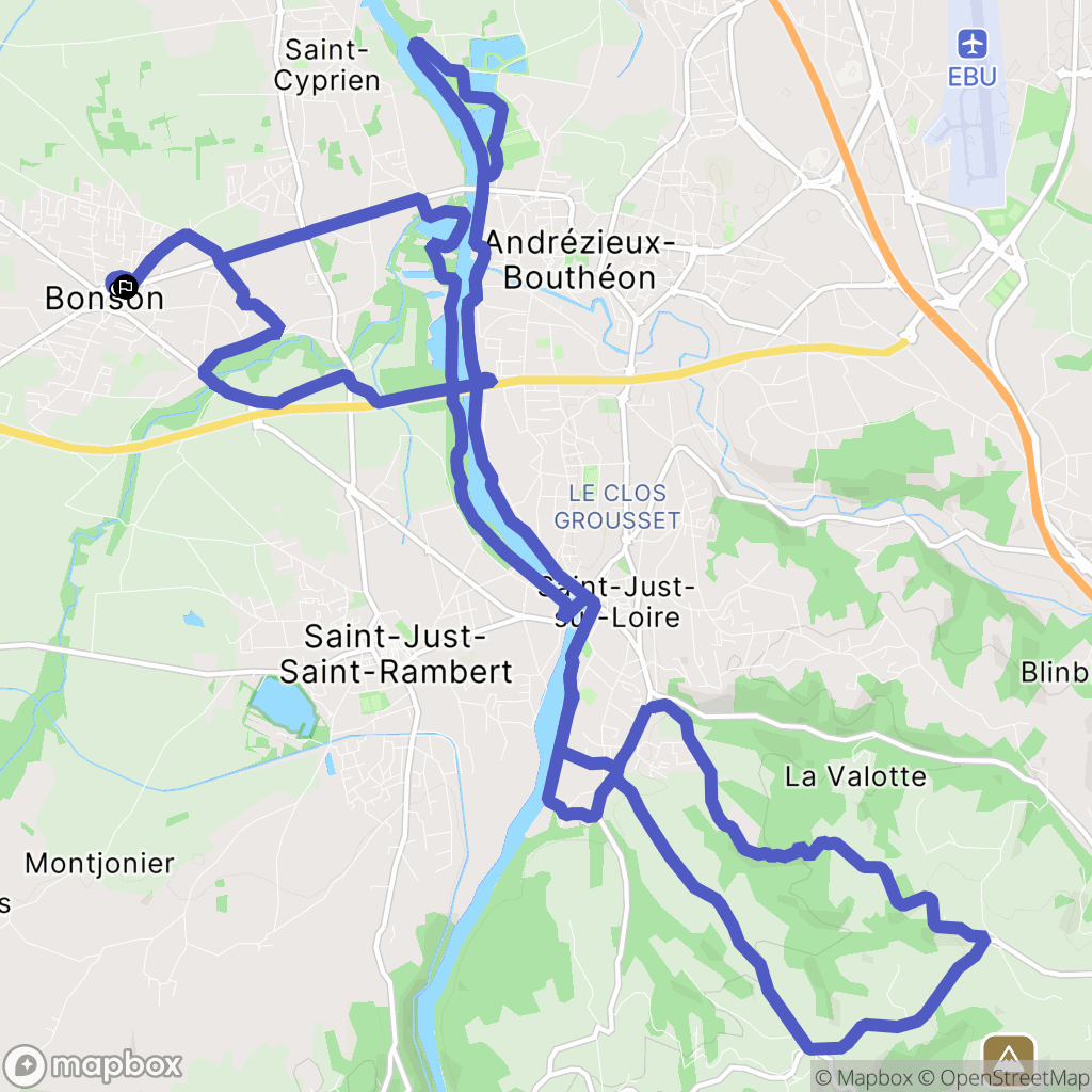 Bonson : carte du parcours de randonnée - France