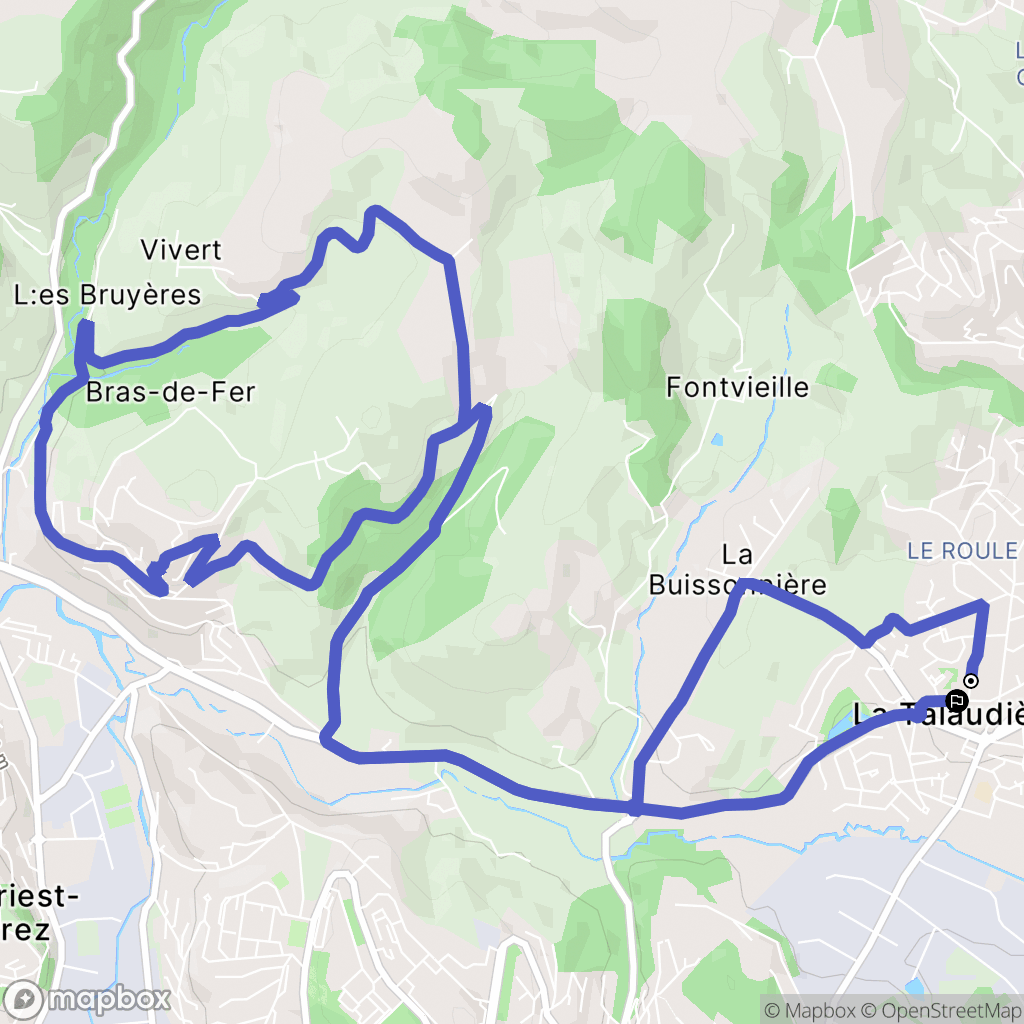 La Talaudière : carte du parcours de randonnée - France