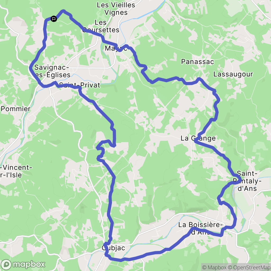 Savignac-les-Églises : carte du parcours de randonnée - France