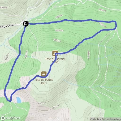 Péone : carte du parcours de randonnée - France