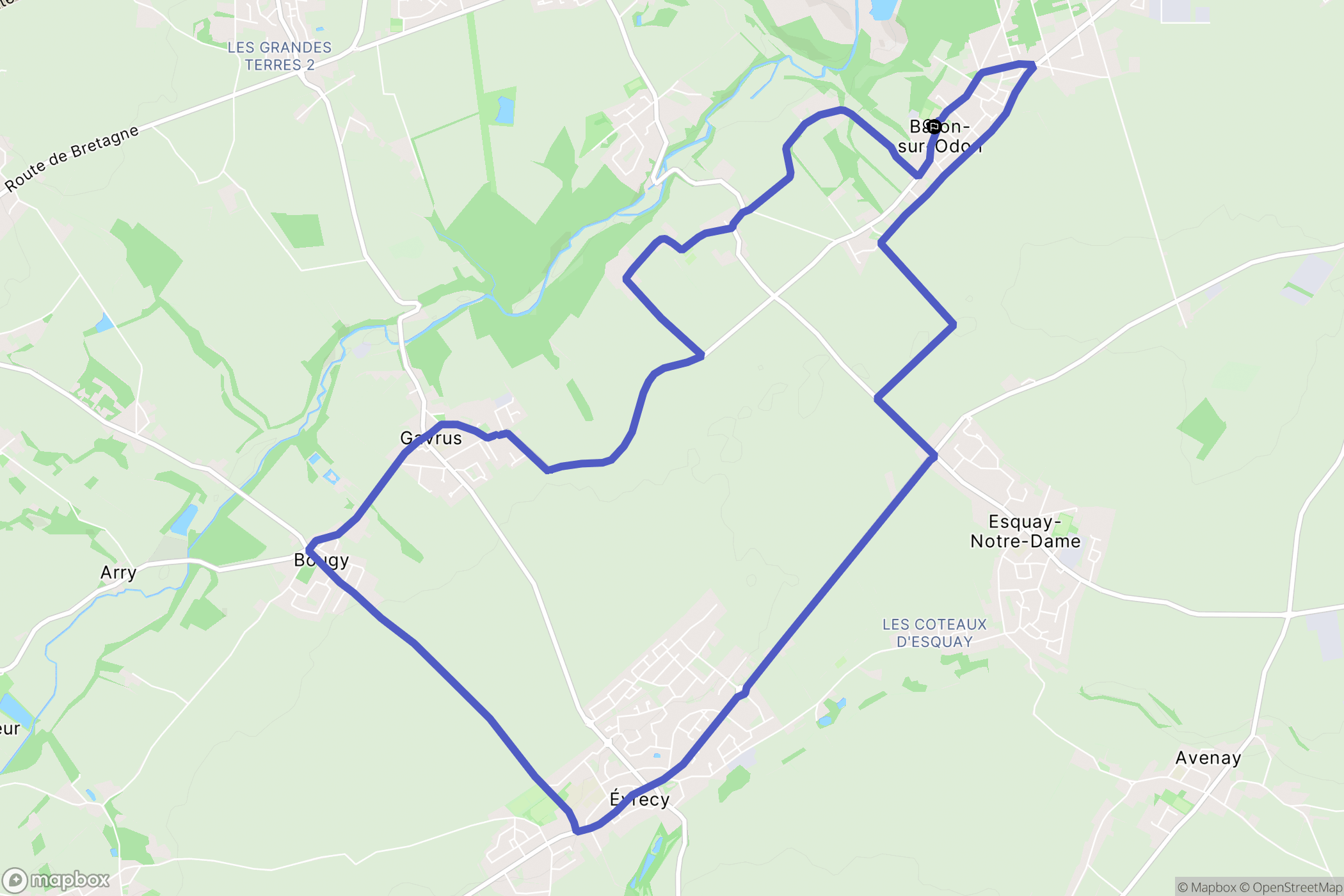 Baron-sur-Odon : carte du parcours de randonnée - France