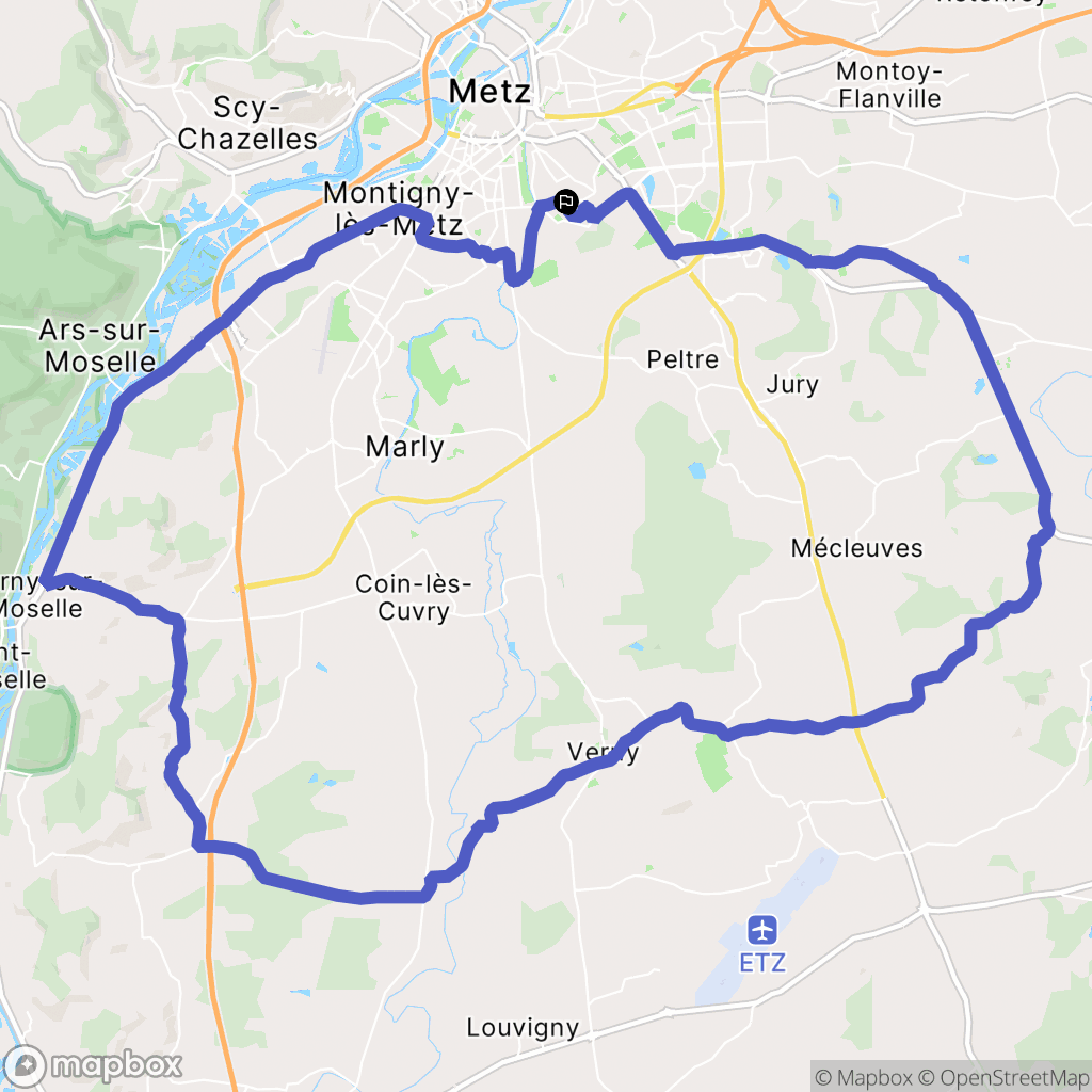 Metz : carte du parcours de randonnée - France