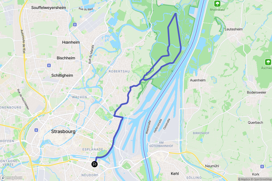 Strasbourg : carte du parcours de randonnée - France