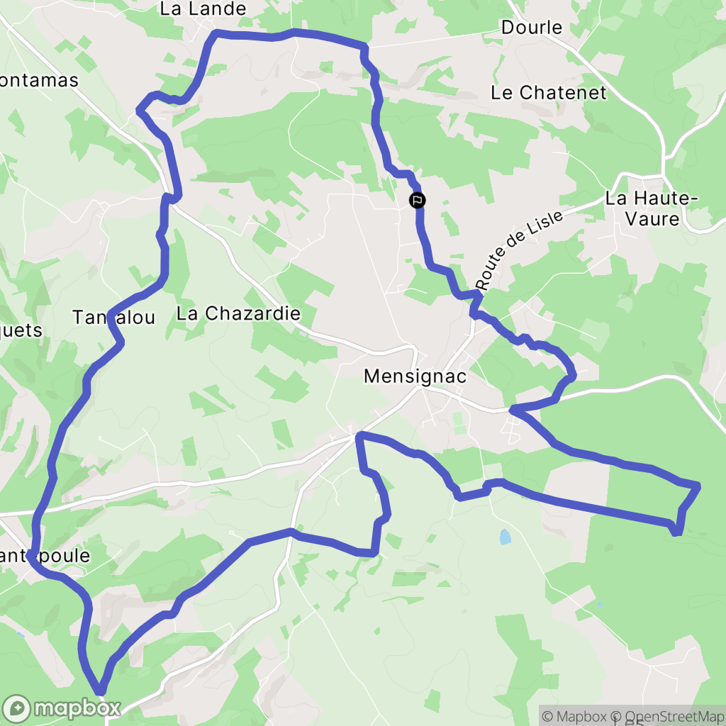 Mensignac : carte du parcours de randonnée - France
