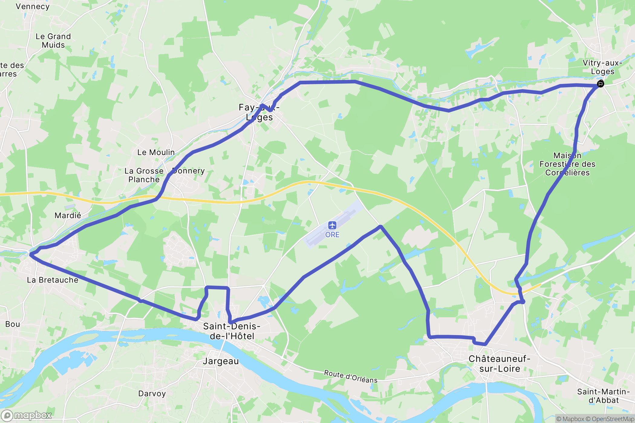 Vitry-aux-Loges : carte du parcours de randonnée - France