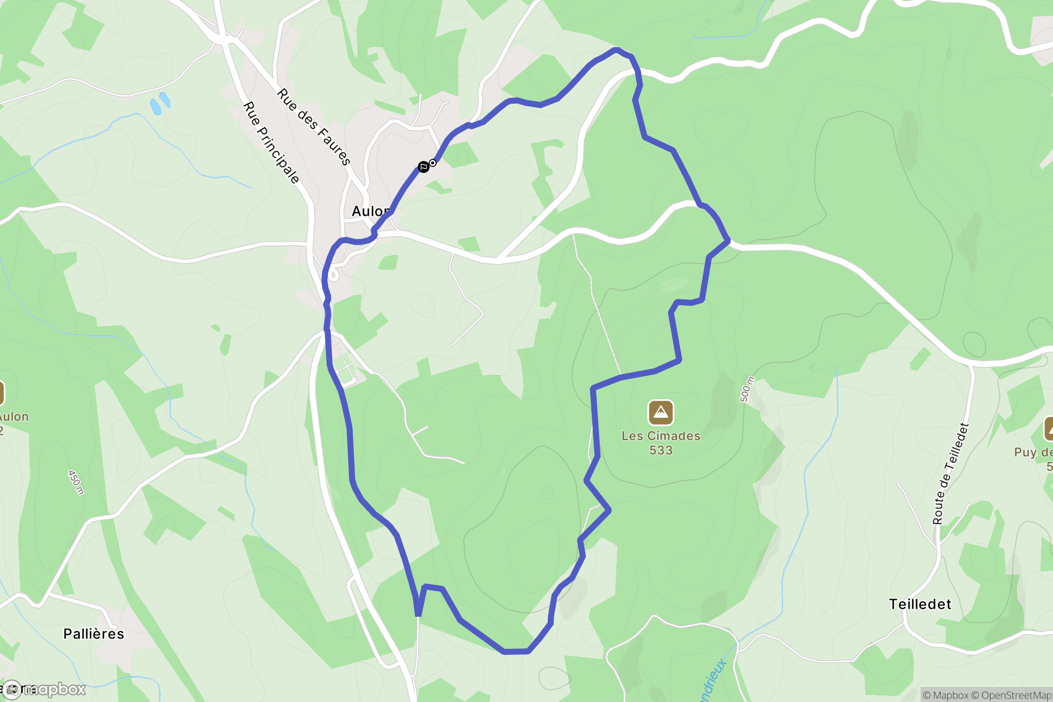 Aulon : carte du parcours de randonnée - France