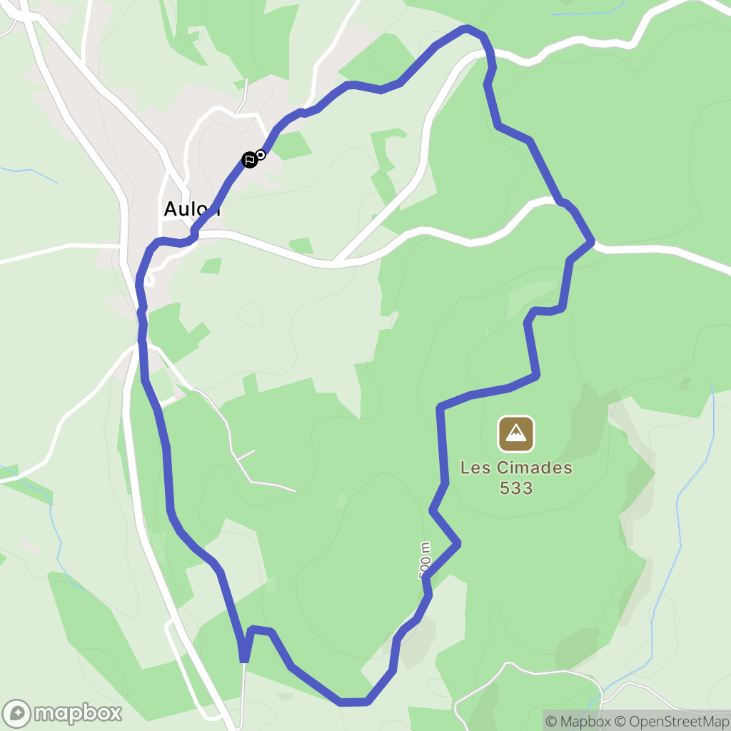 Aulon : carte du parcours de randonnée - France