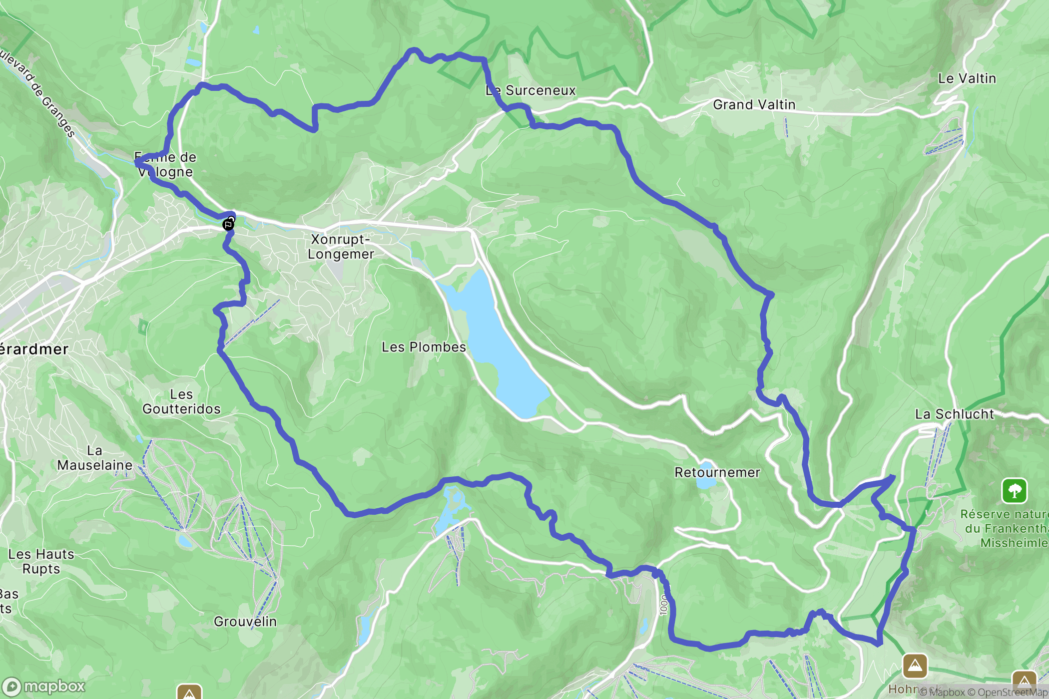 Xonrupt-Longemer : carte du parcours de randonnée - France