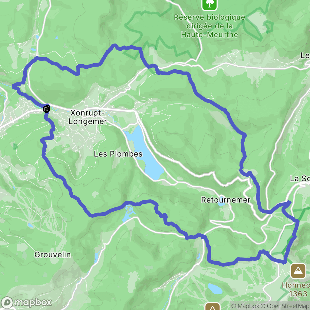 Xonrupt-Longemer : carte du parcours de randonnée - France