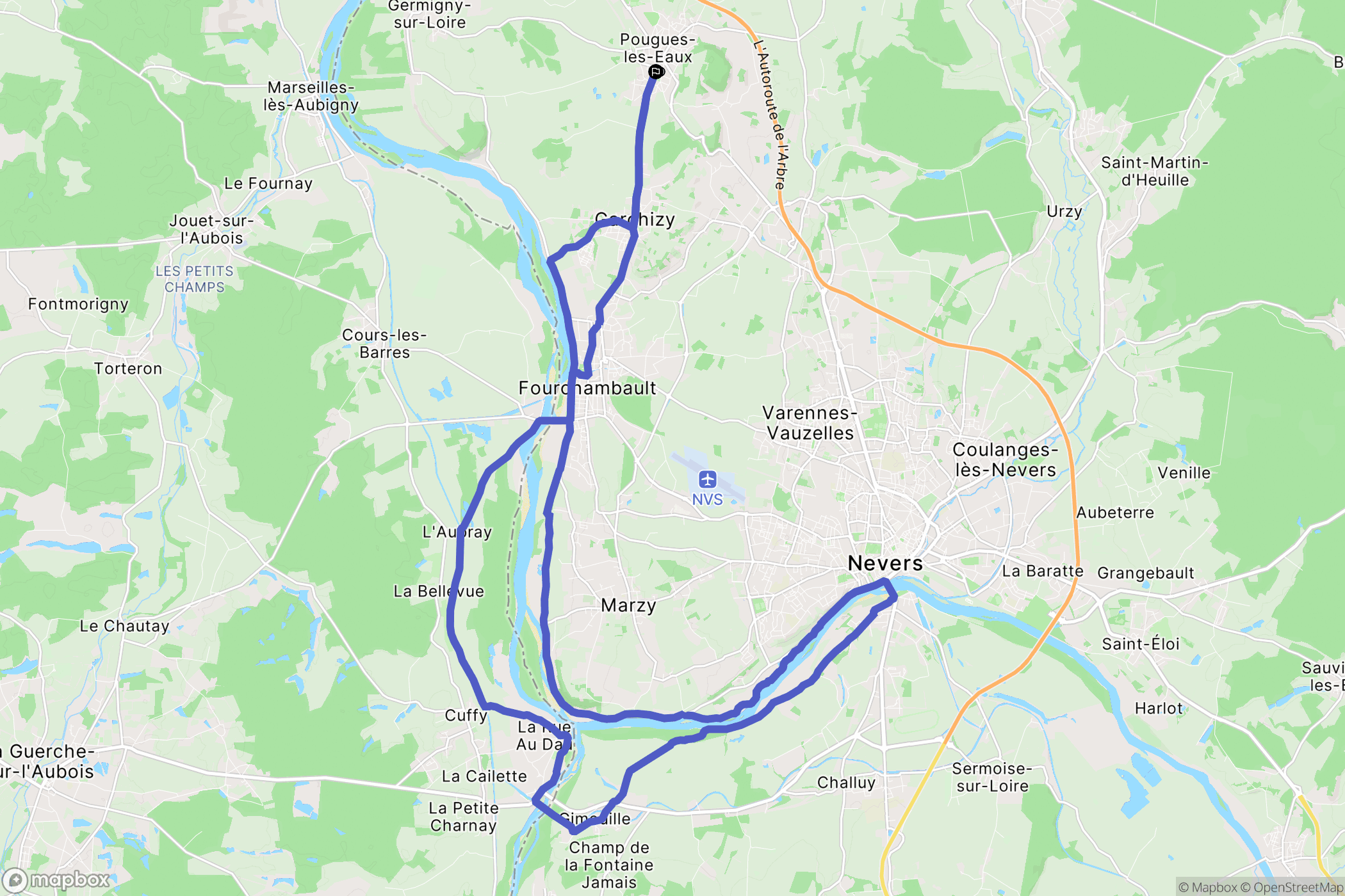 Pougues-les-Eaux : carte du parcours de randonnée - France