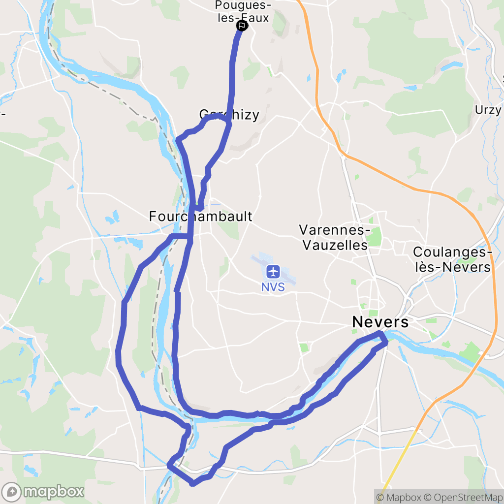 Pougues-les-Eaux : carte du parcours de randonnée - France