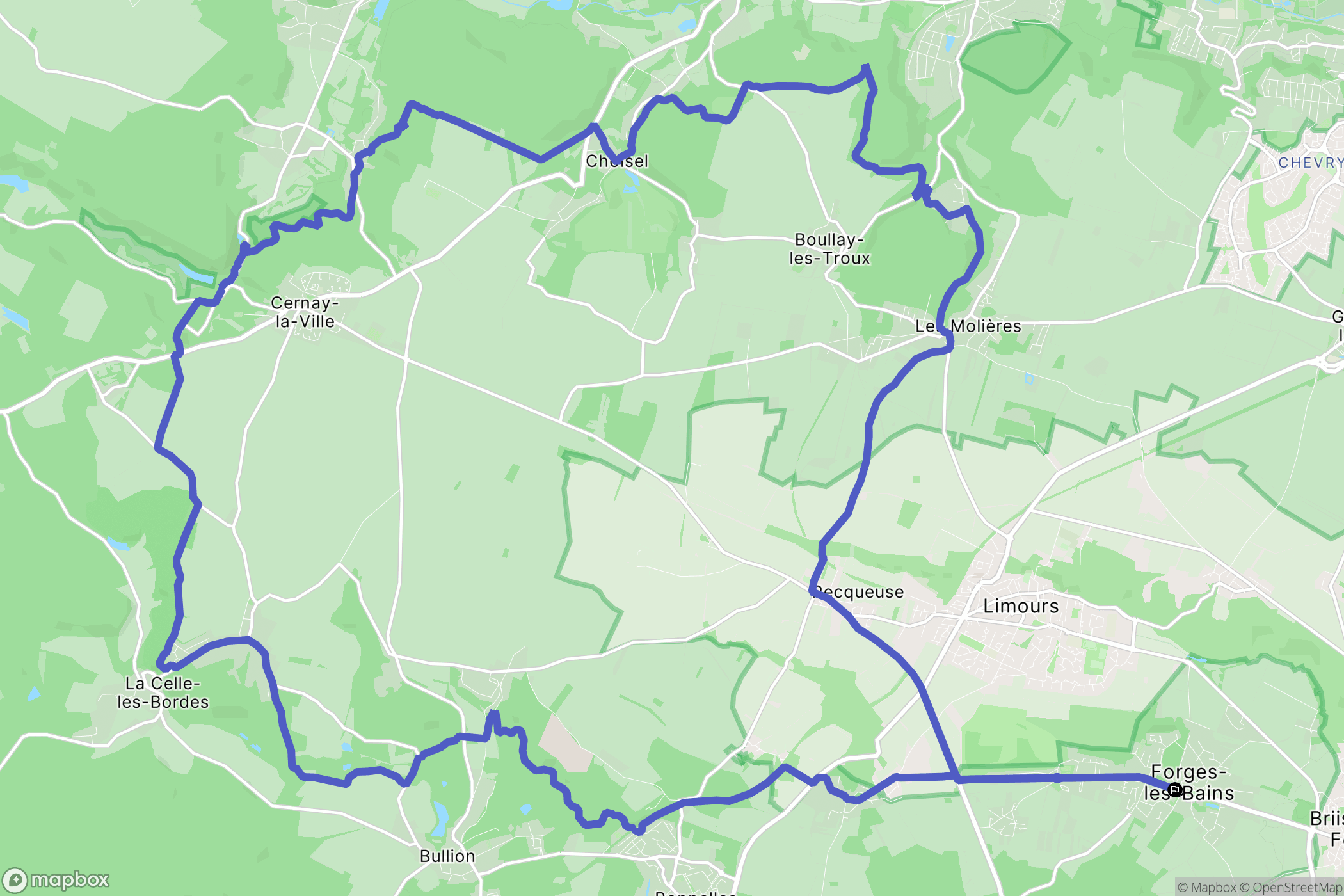 Forges-les-Bains : carte du parcours de randonnée - France