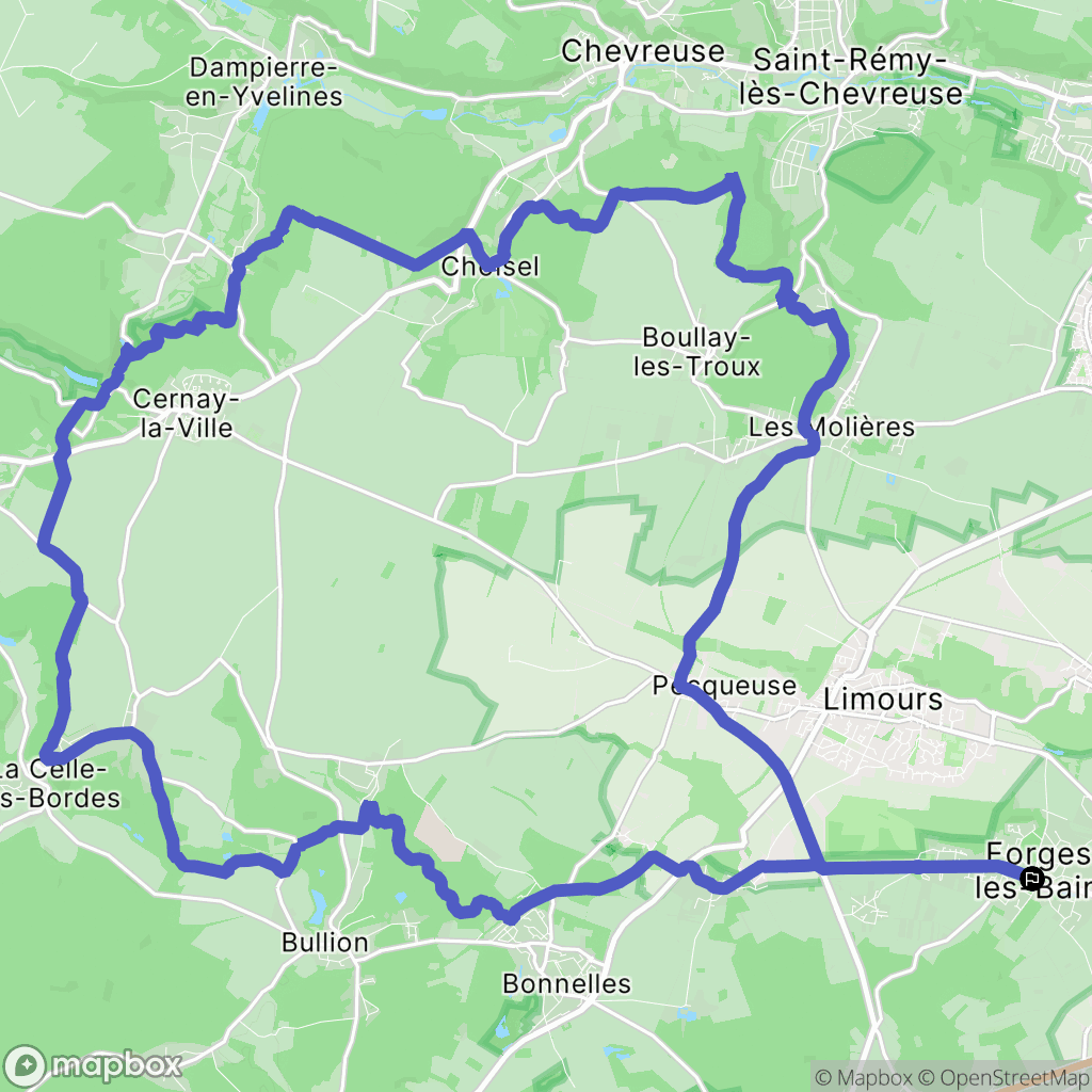 Forges-les-Bains : carte du parcours de randonnée - France