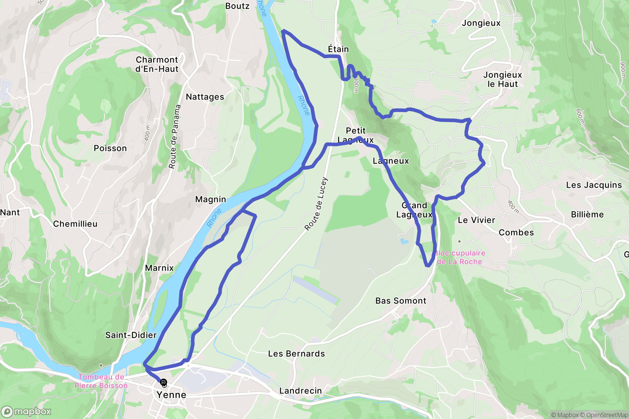 Yenne : carte du parcours de randonnée - France