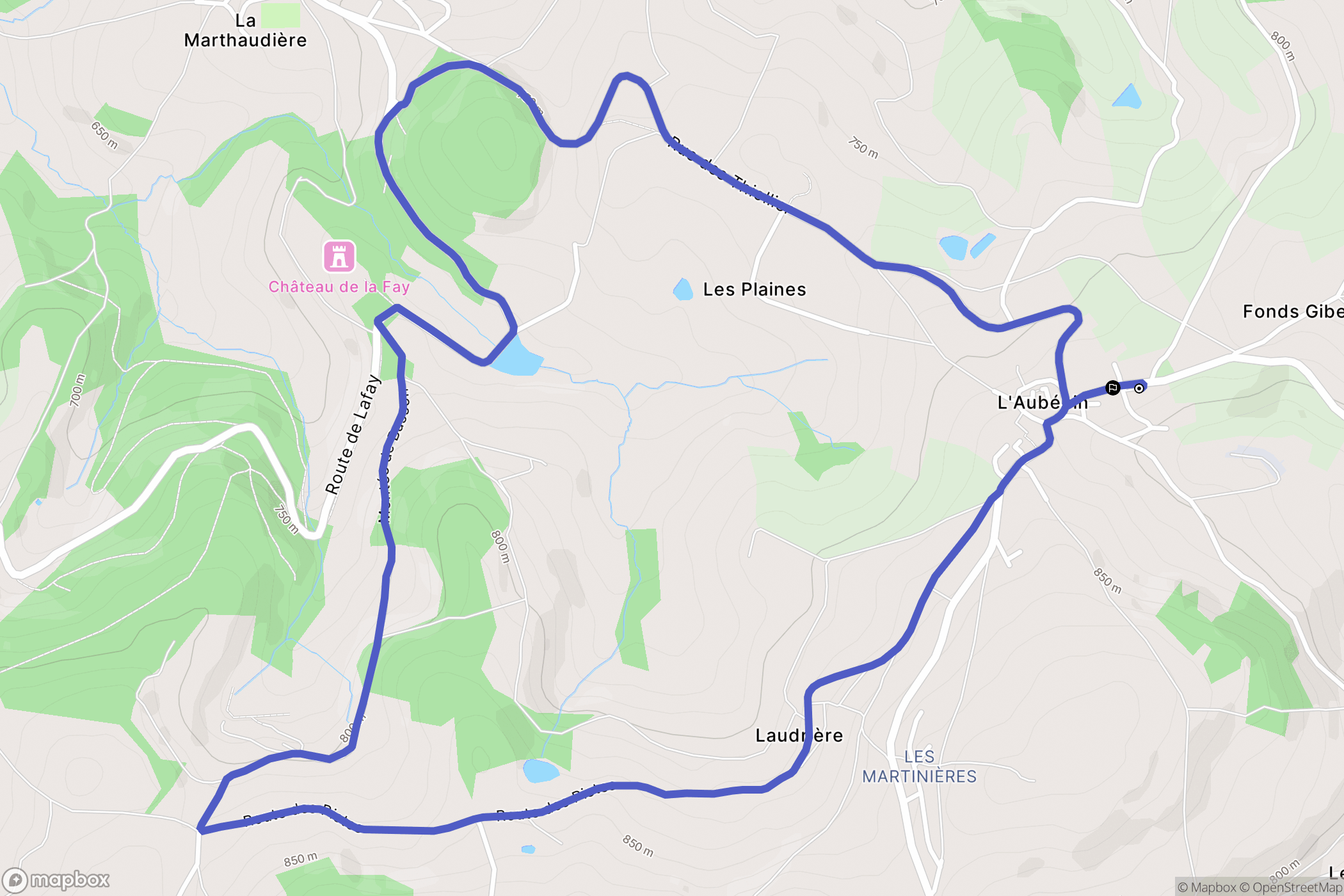 Larajasse : carte du parcours de randonnée - France