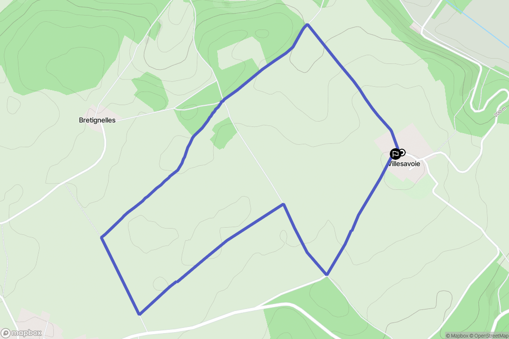 Andryes : carte du parcours de randonnée - France