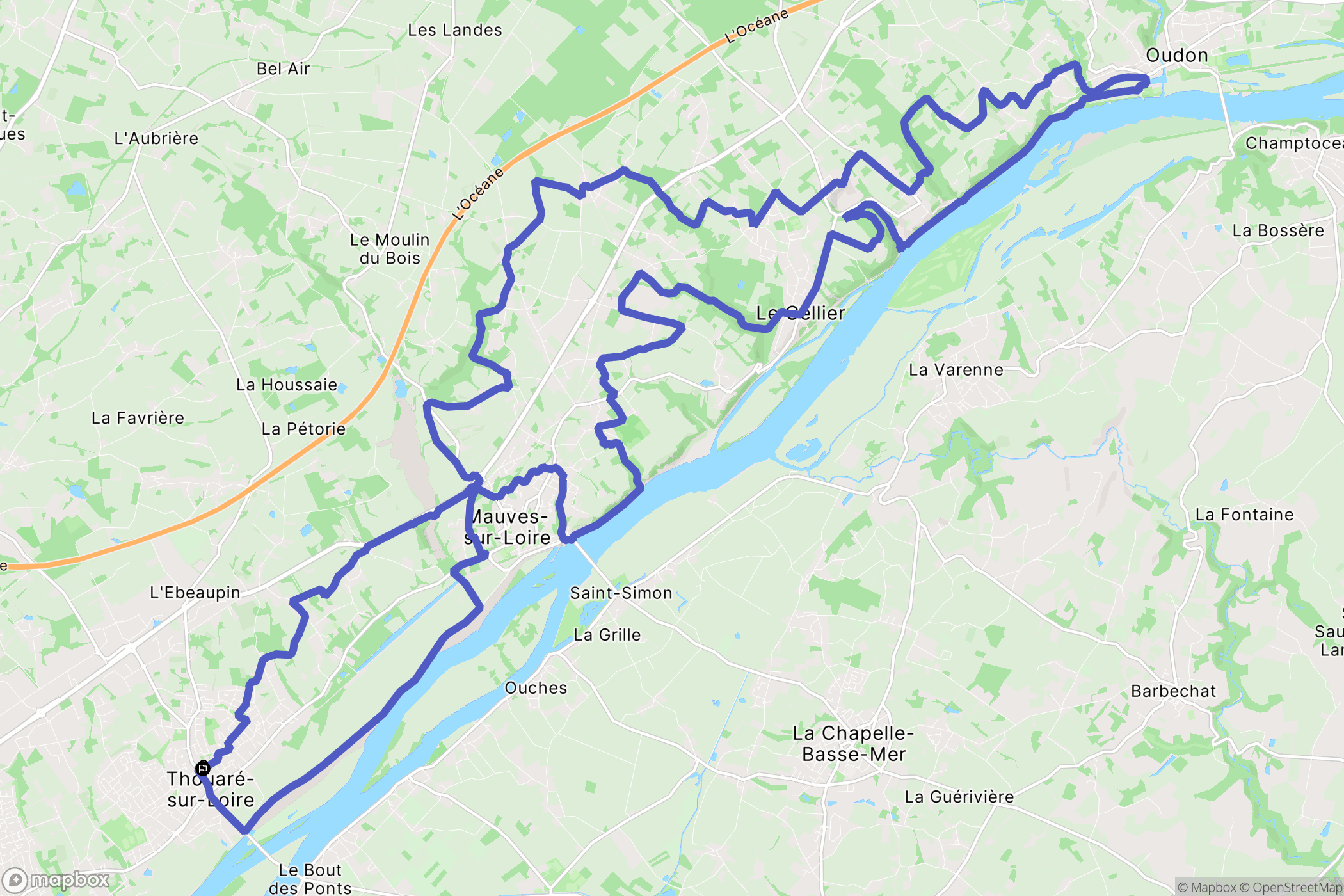 Thouaré-sur-Loire : carte du parcours de randonnée - France