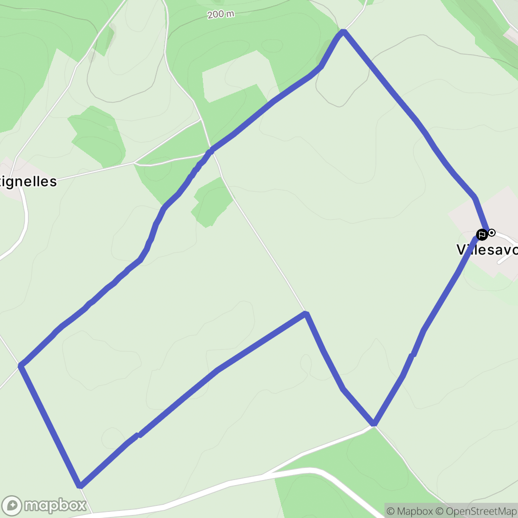 Andryes : carte du parcours de randonnée - France