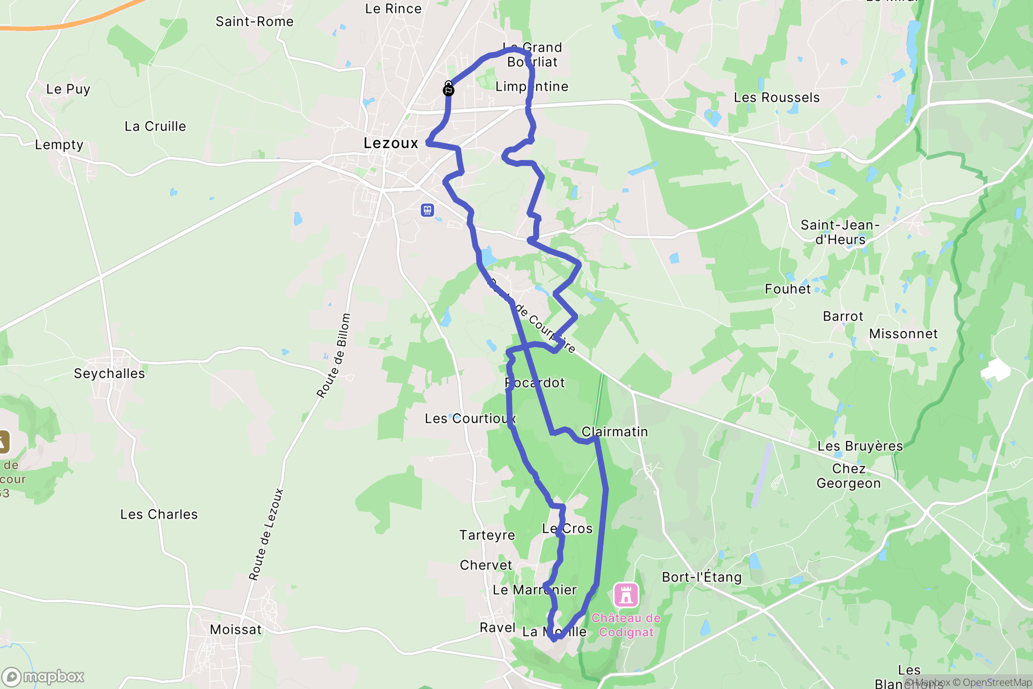 Lezoux : carte du parcours de randonnée - France