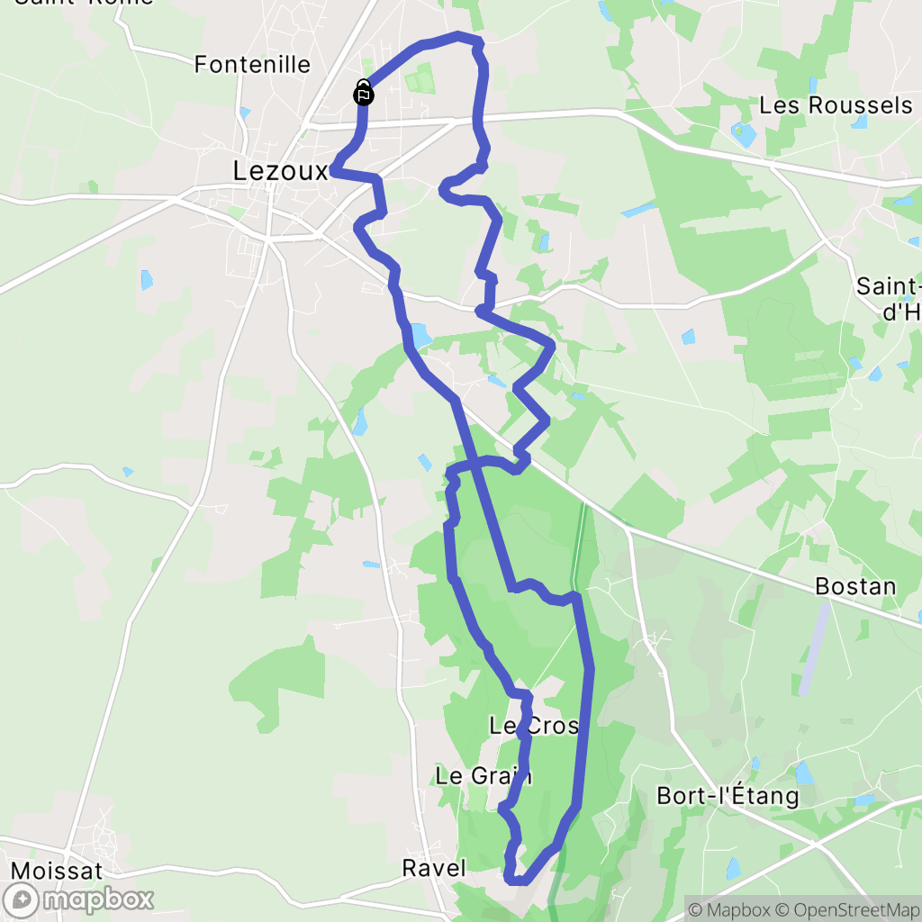 Lezoux : carte du parcours de randonnée - France