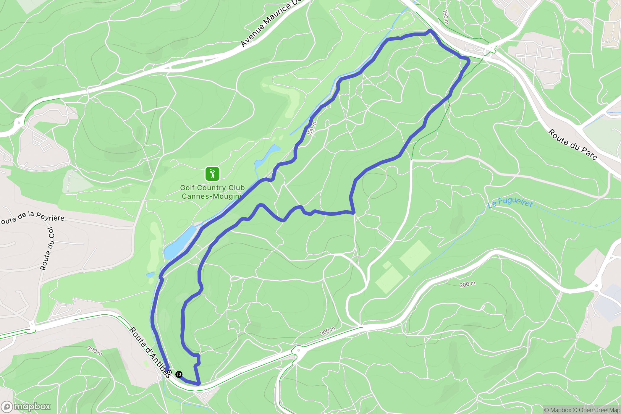 Mougins : carte du parcours de randonnée - France