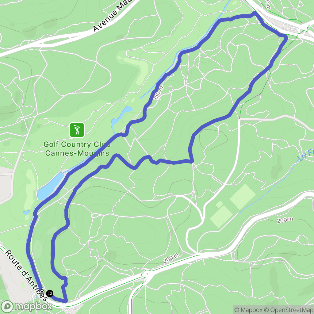 Mougins : carte du parcours de randonnée - France