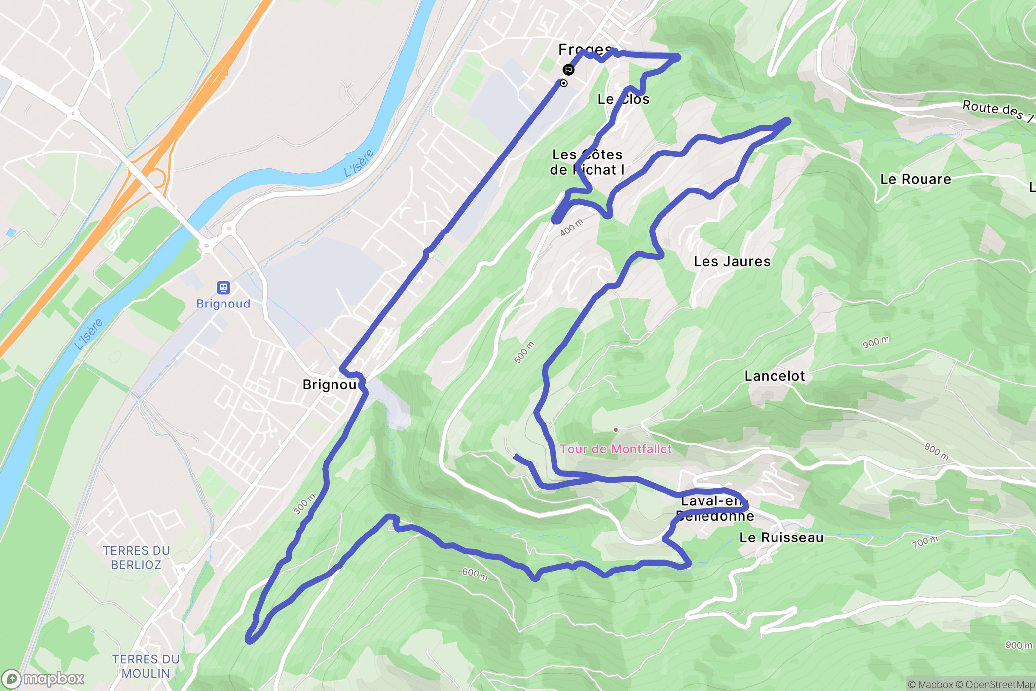 Froges : carte du parcours de randonnée - France