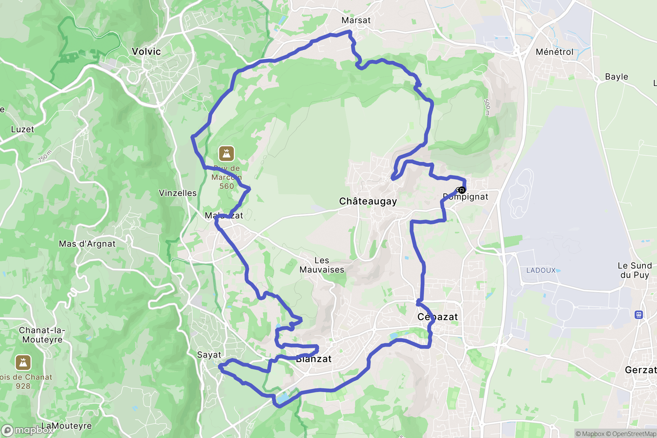Châteaugay : carte du parcours de randonnée - France