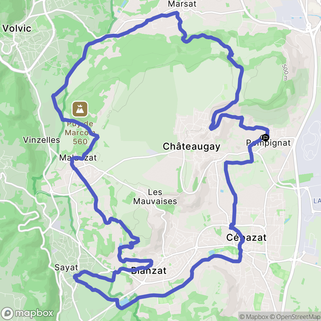 Châteaugay : carte du parcours de randonnée - France