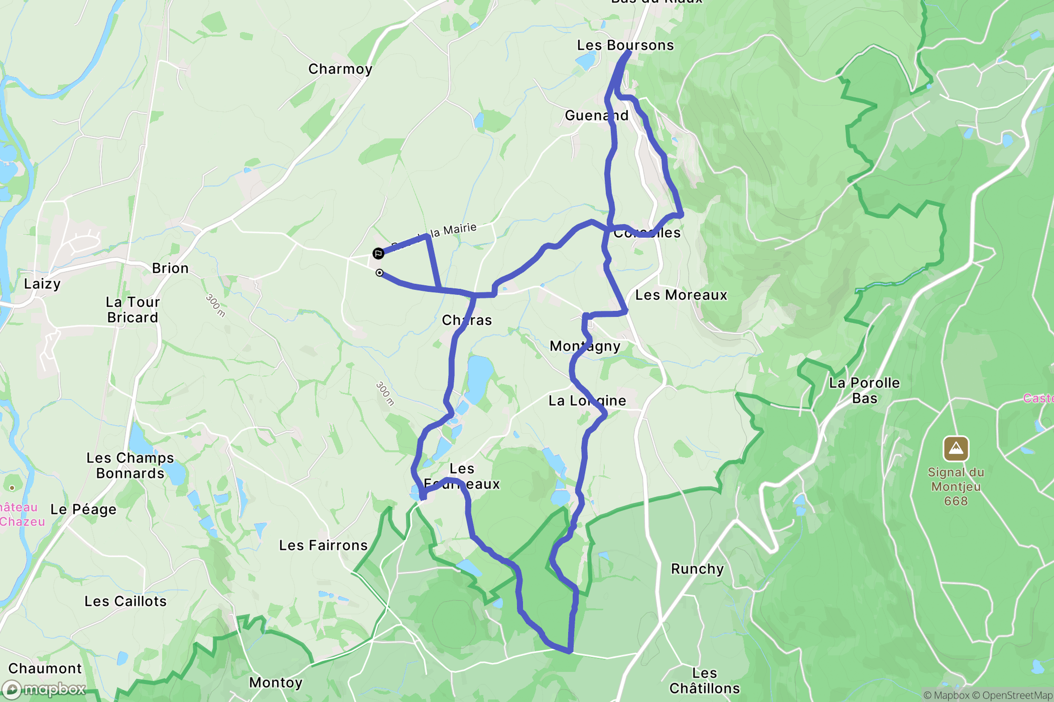 Brion : carte du parcours de randonnée - France