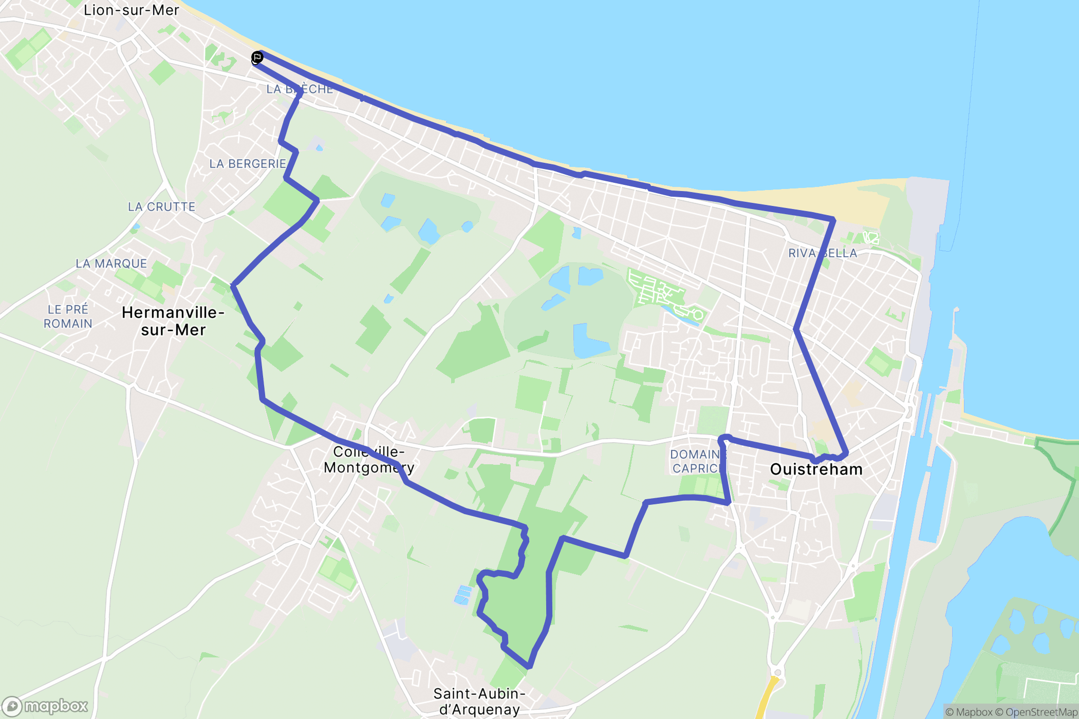 Hermanville-sur-Mer : carte du parcours de randonnée - France