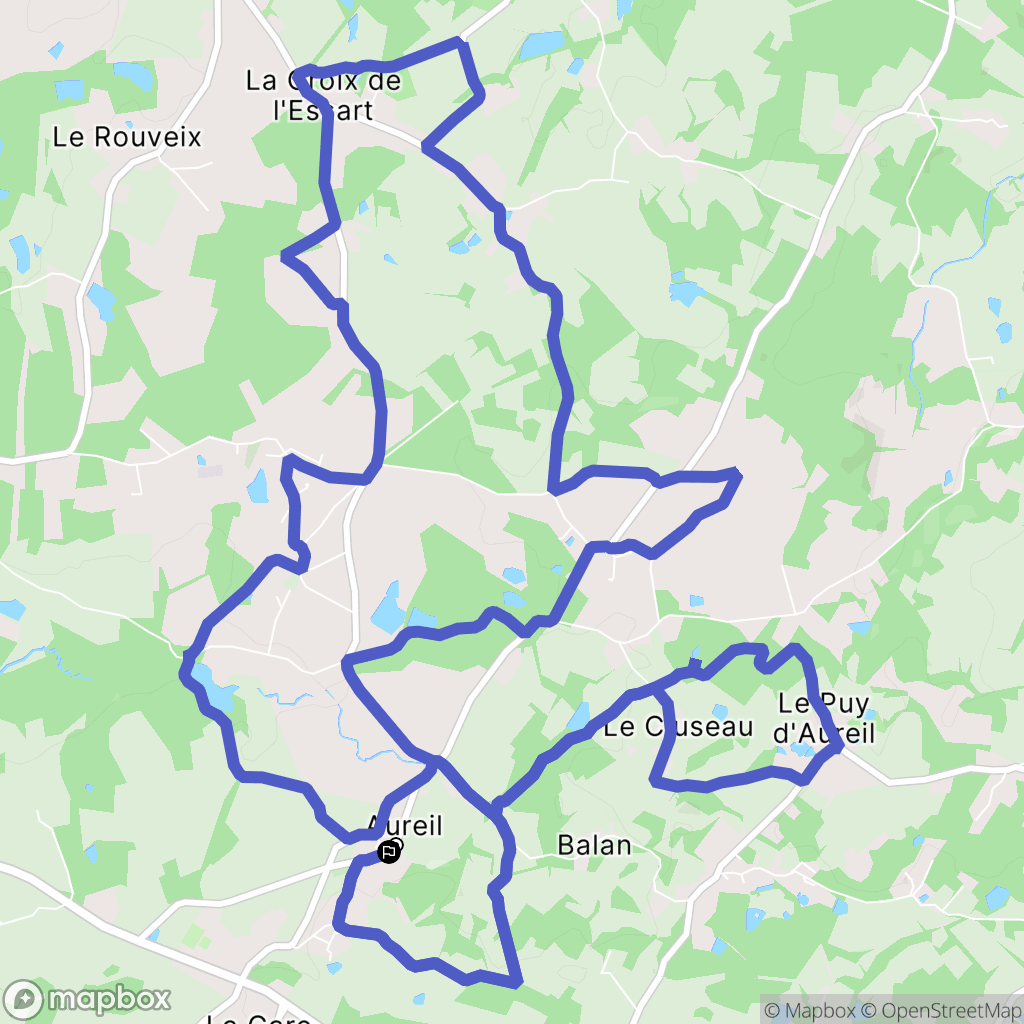Aureil : carte du parcours de randonnée - France