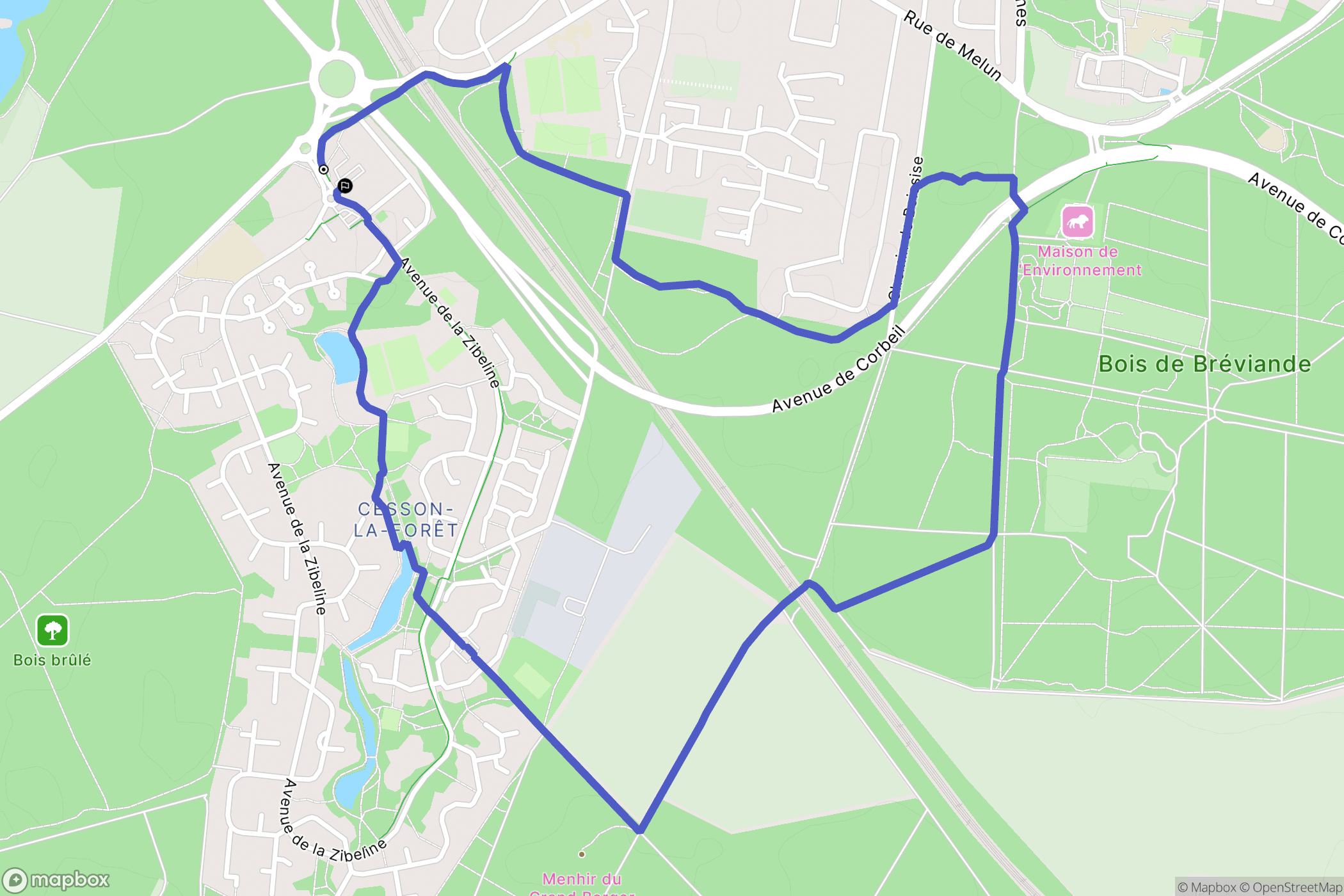 Cesson : carte du parcours de randonnée - France